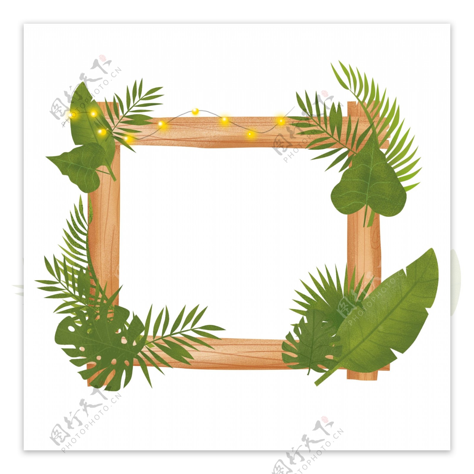 植物和木头装饰边框