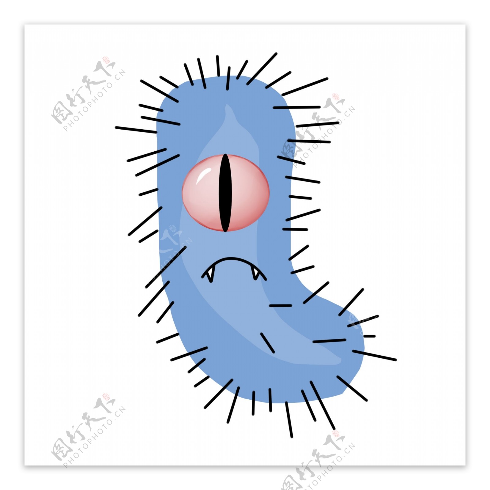 蓝色的拟人细菌插画