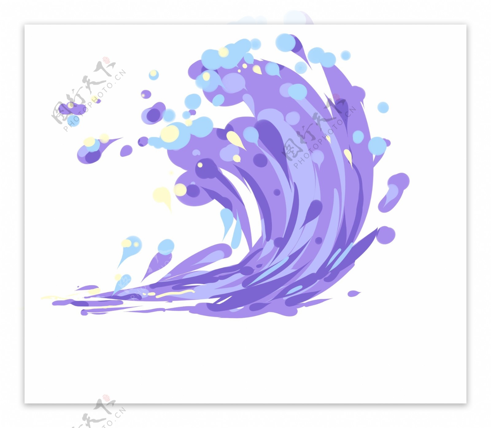 蓝色海浪形状免抠小元素