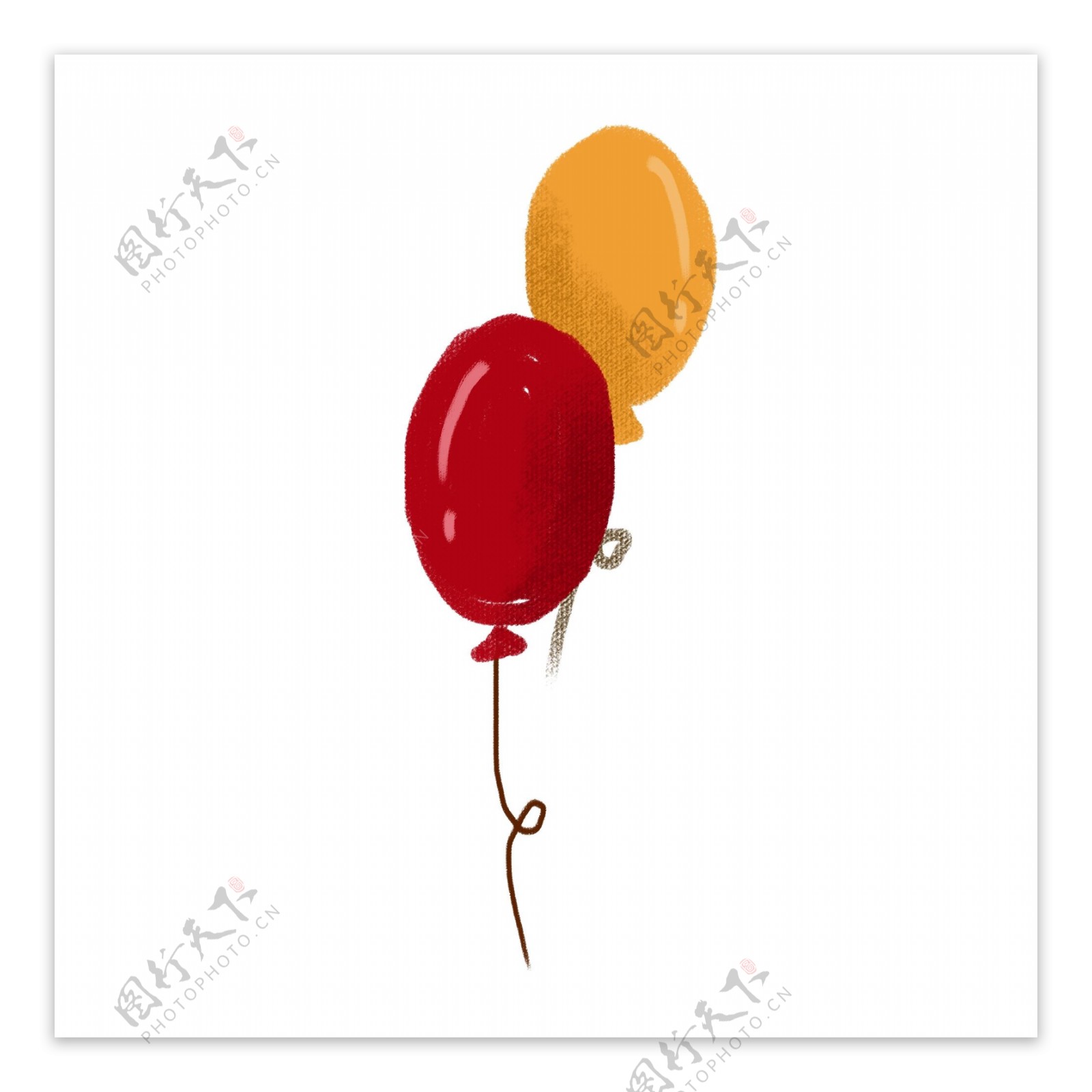 黄红气球卡通png素材