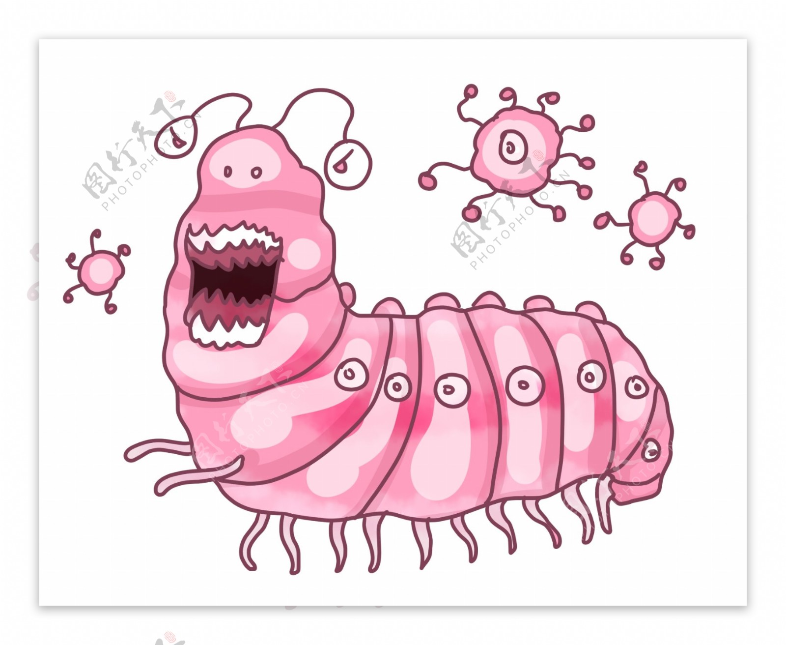 卡通毛虫细菌插画