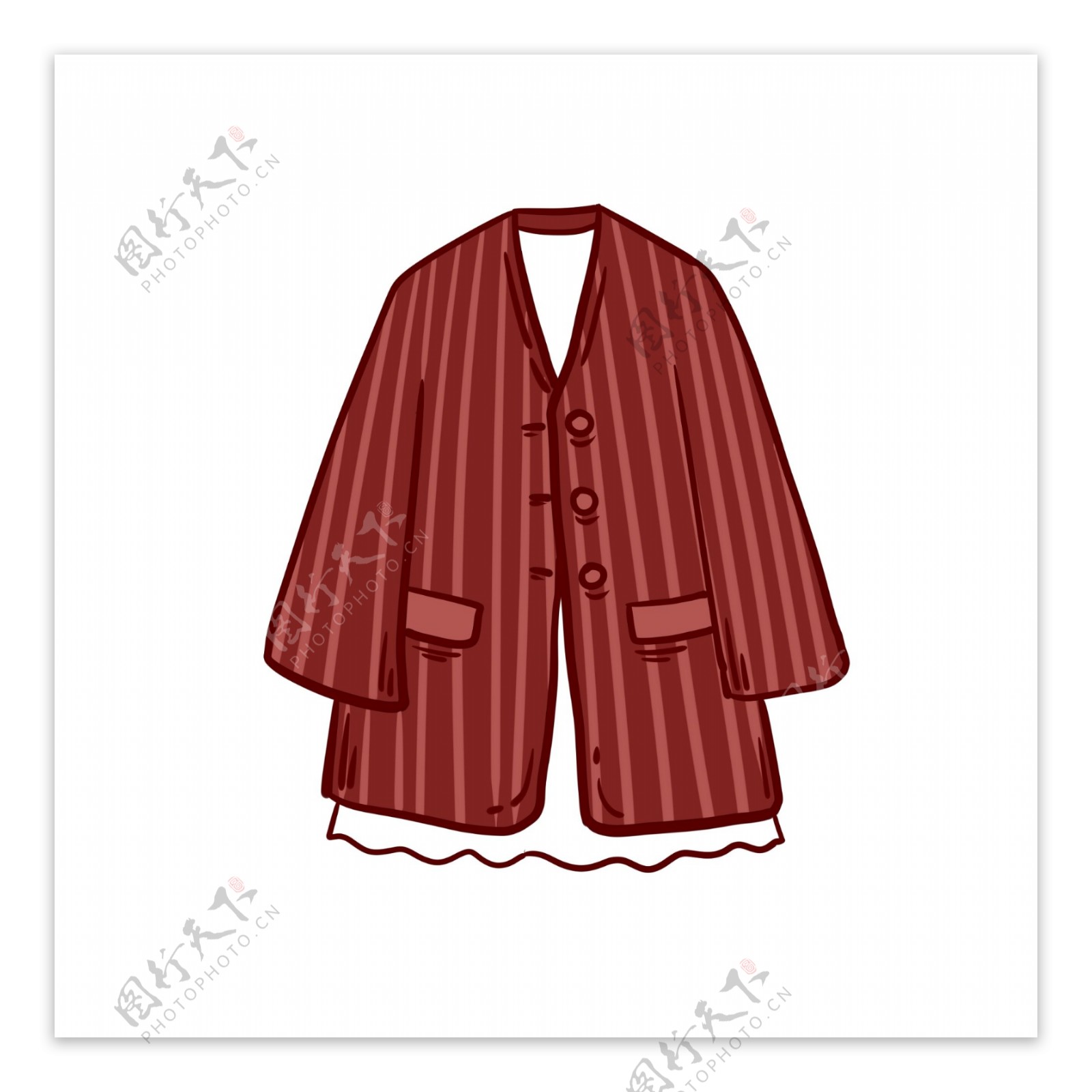 卡通可爱免抠矢量春季服装红色西装条纹外套
