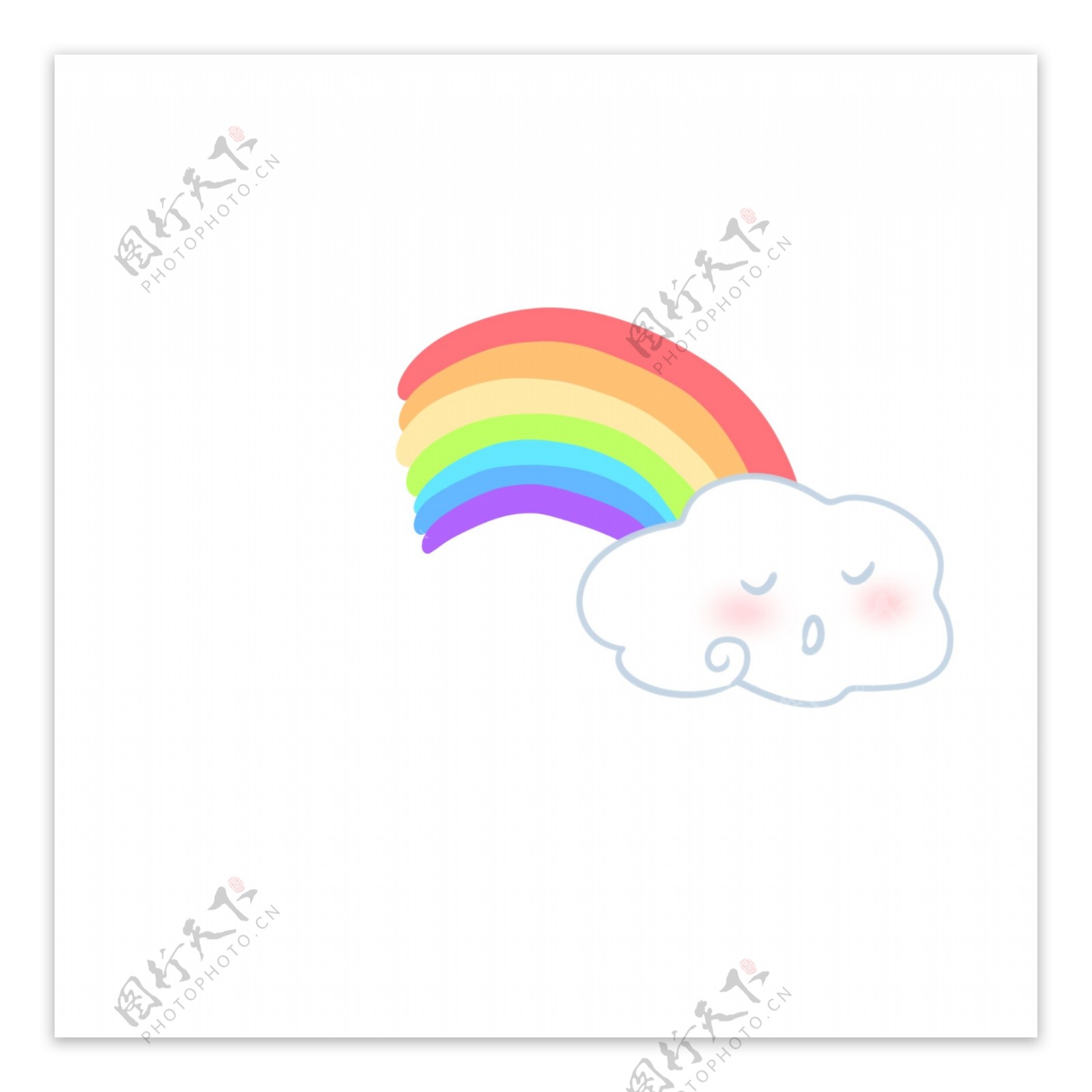 卡通可爱瞌睡云朵和彩虹