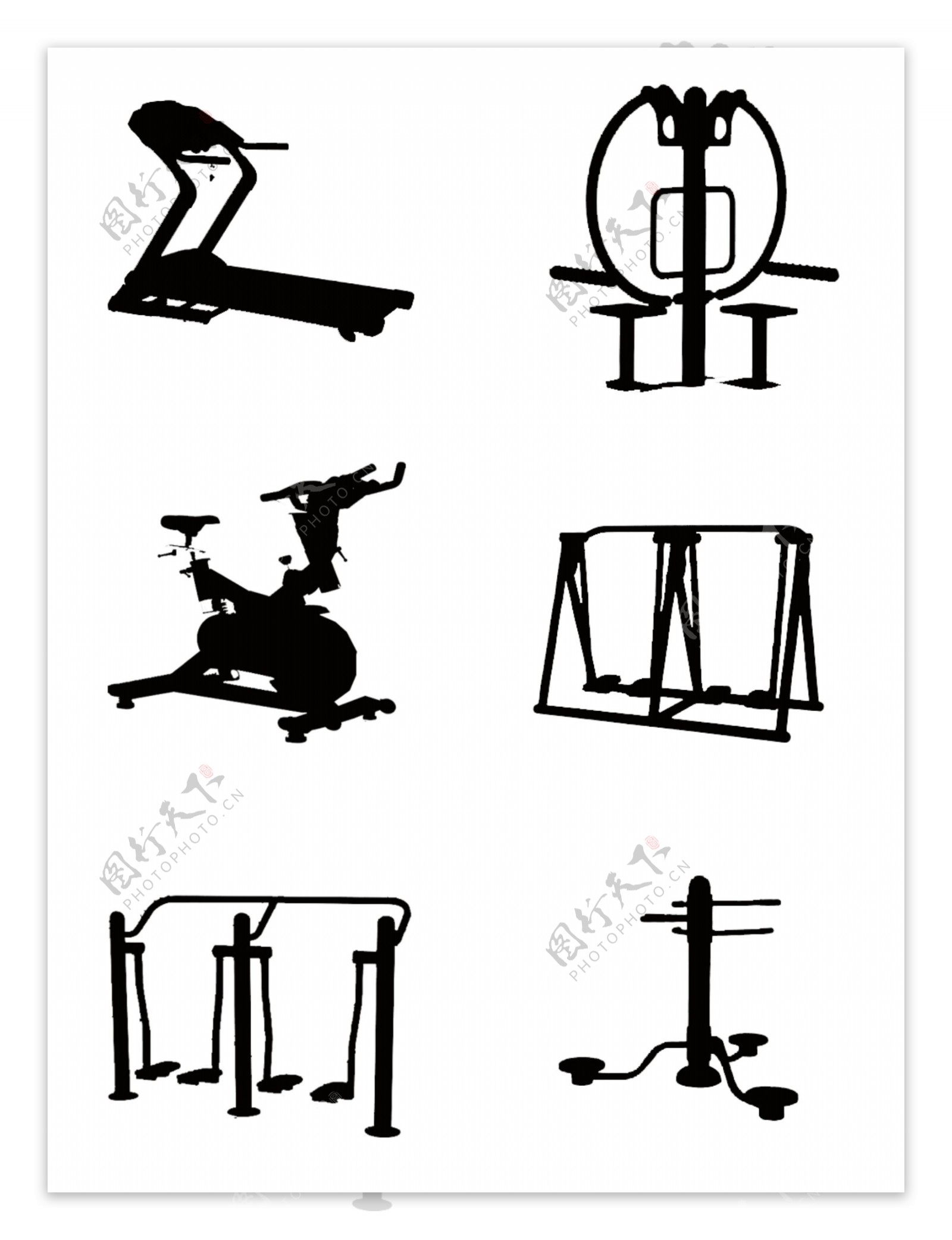 运动器材剪影简约黑白运动健康健身
