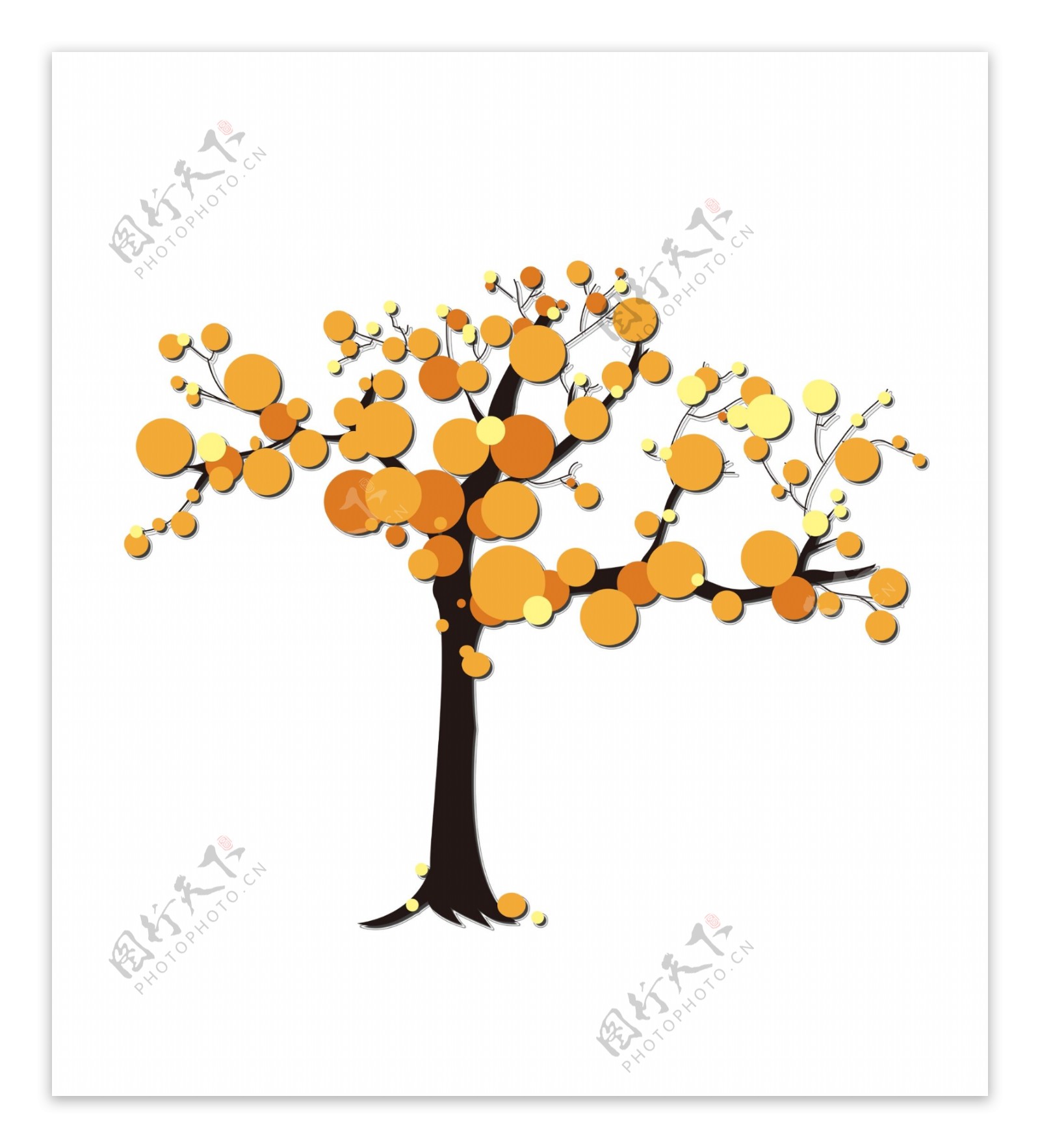 秋季几何创意卡通手绘枫树失量图