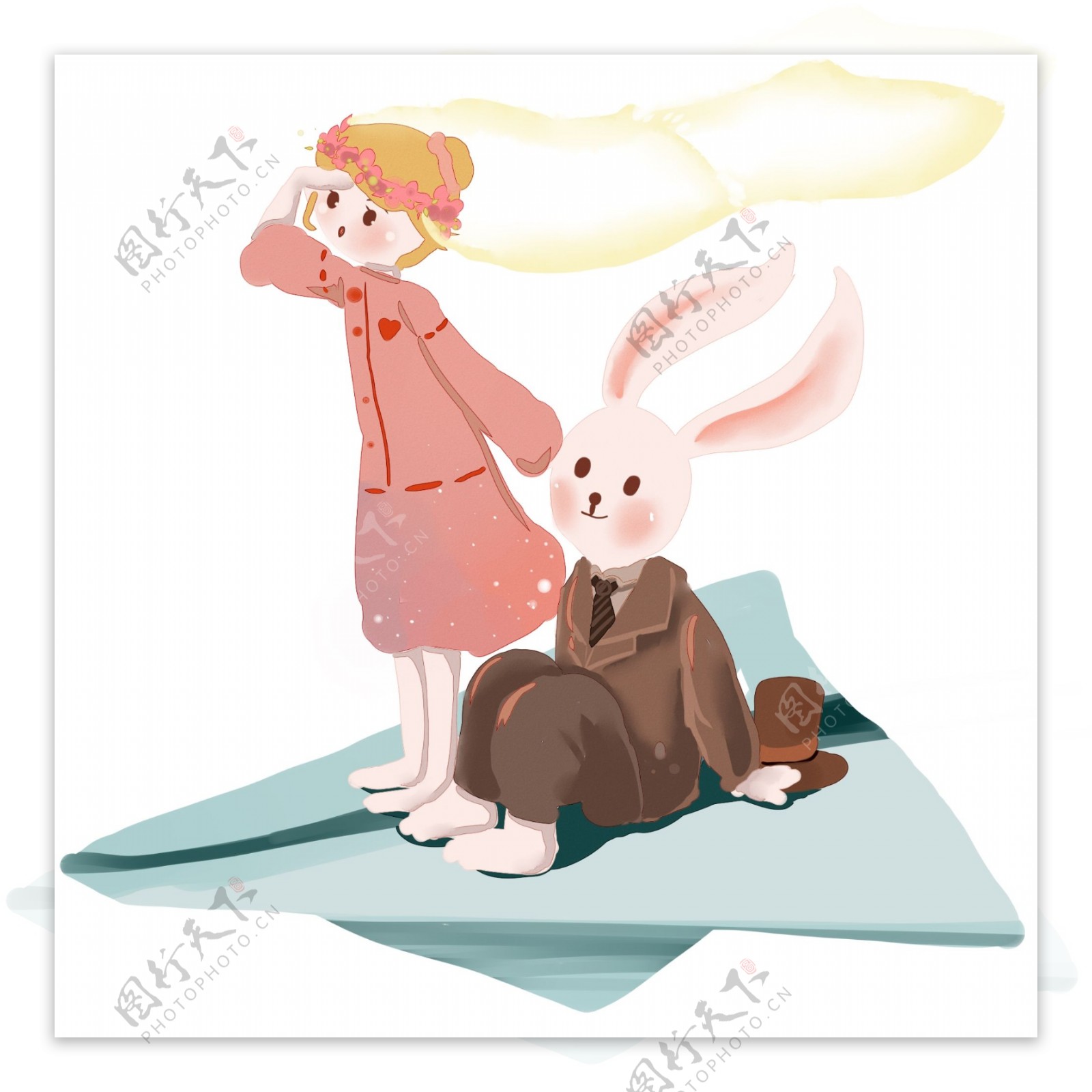 坐着纸飞机去旅行的兔子先生和粉色女孩儿之梦幻系列三