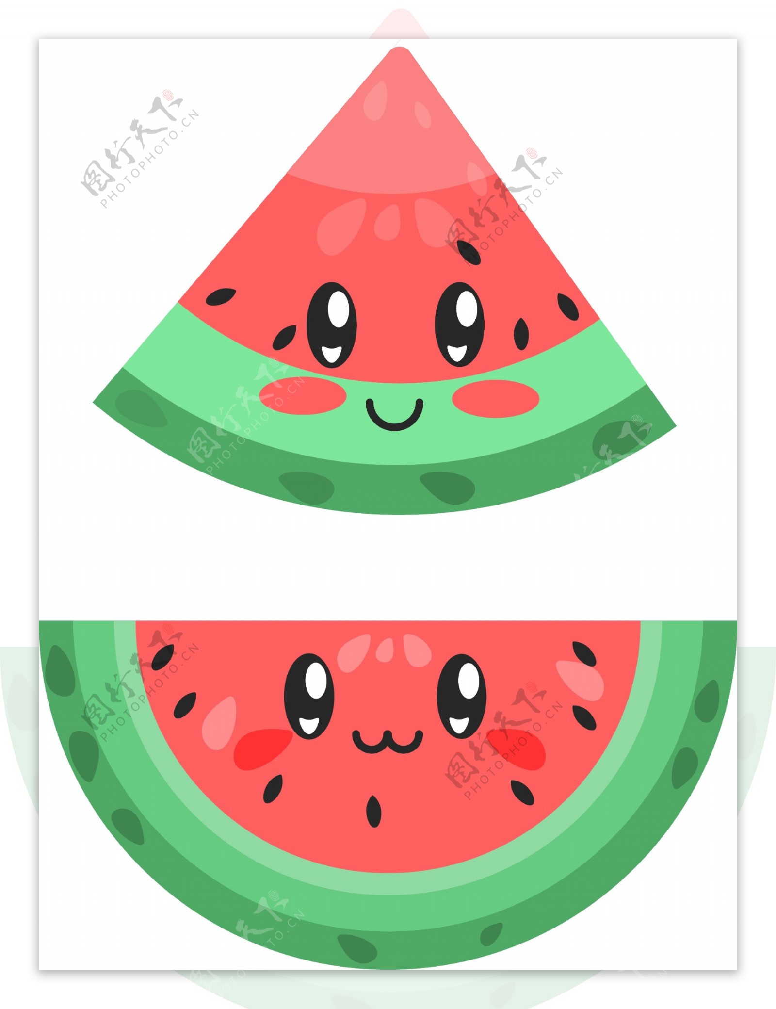 两款西瓜水果的可爱表情
