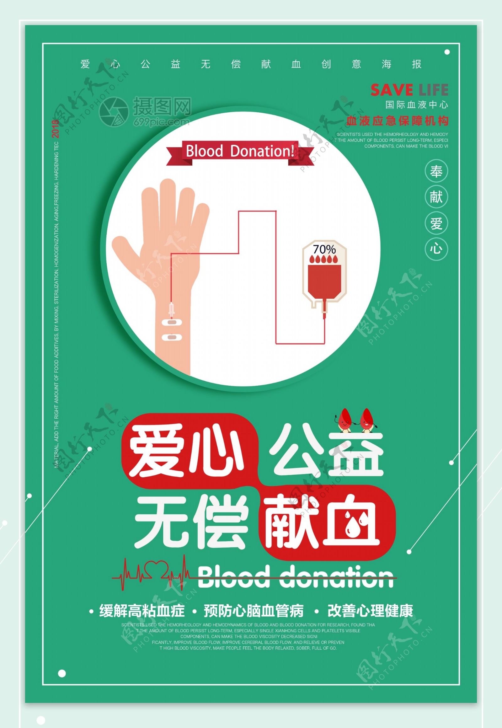绿色无偿献血公益海报