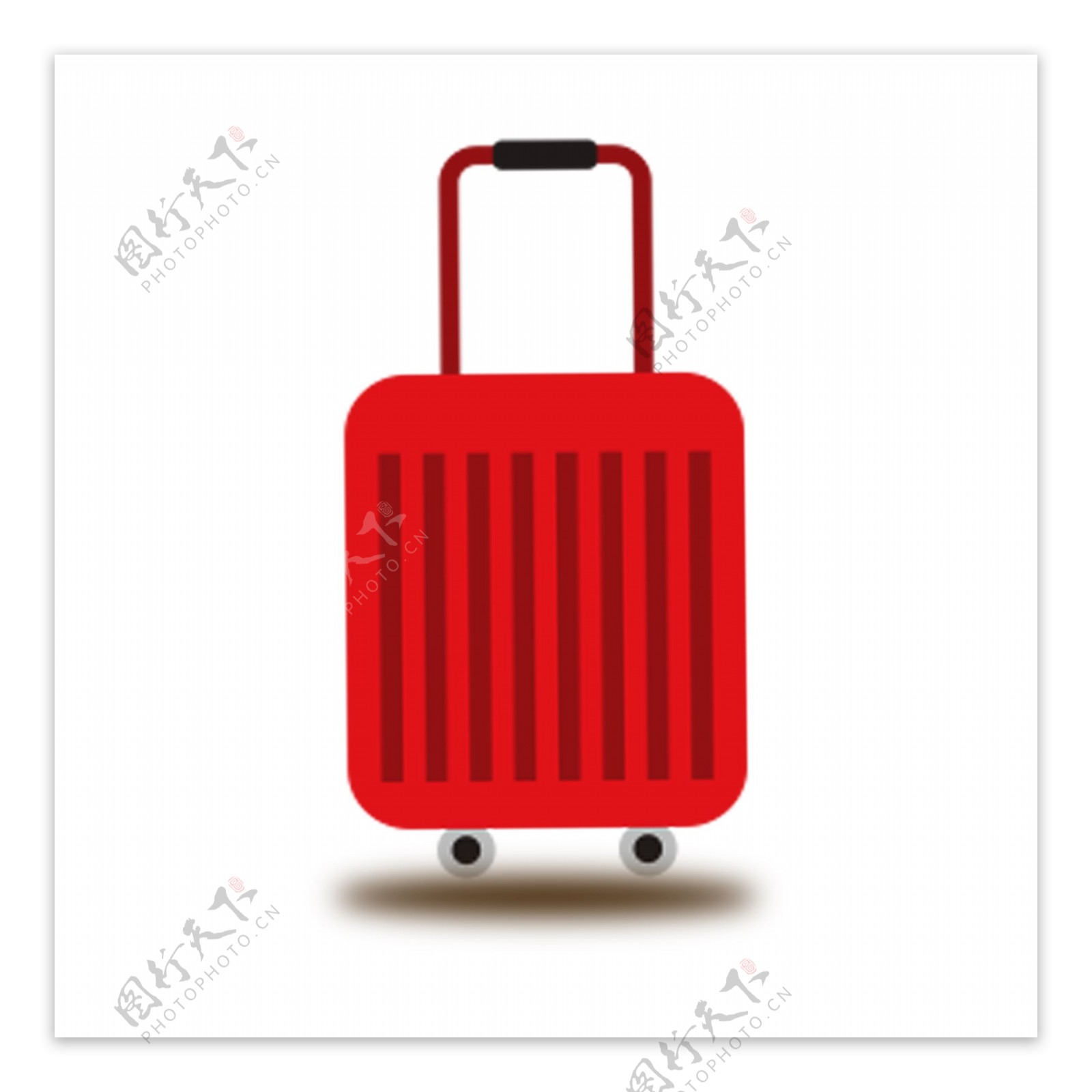 简约手绘红色行李箱透明素材