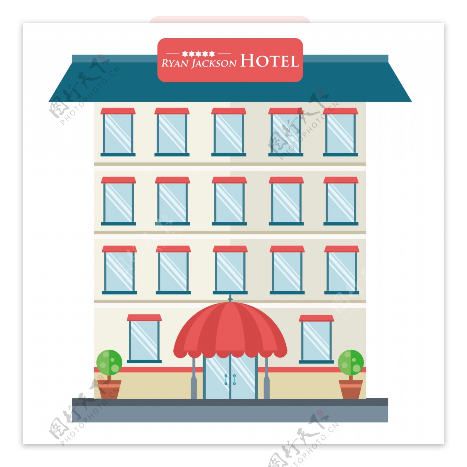 扁平化酒店logoicon图案图标