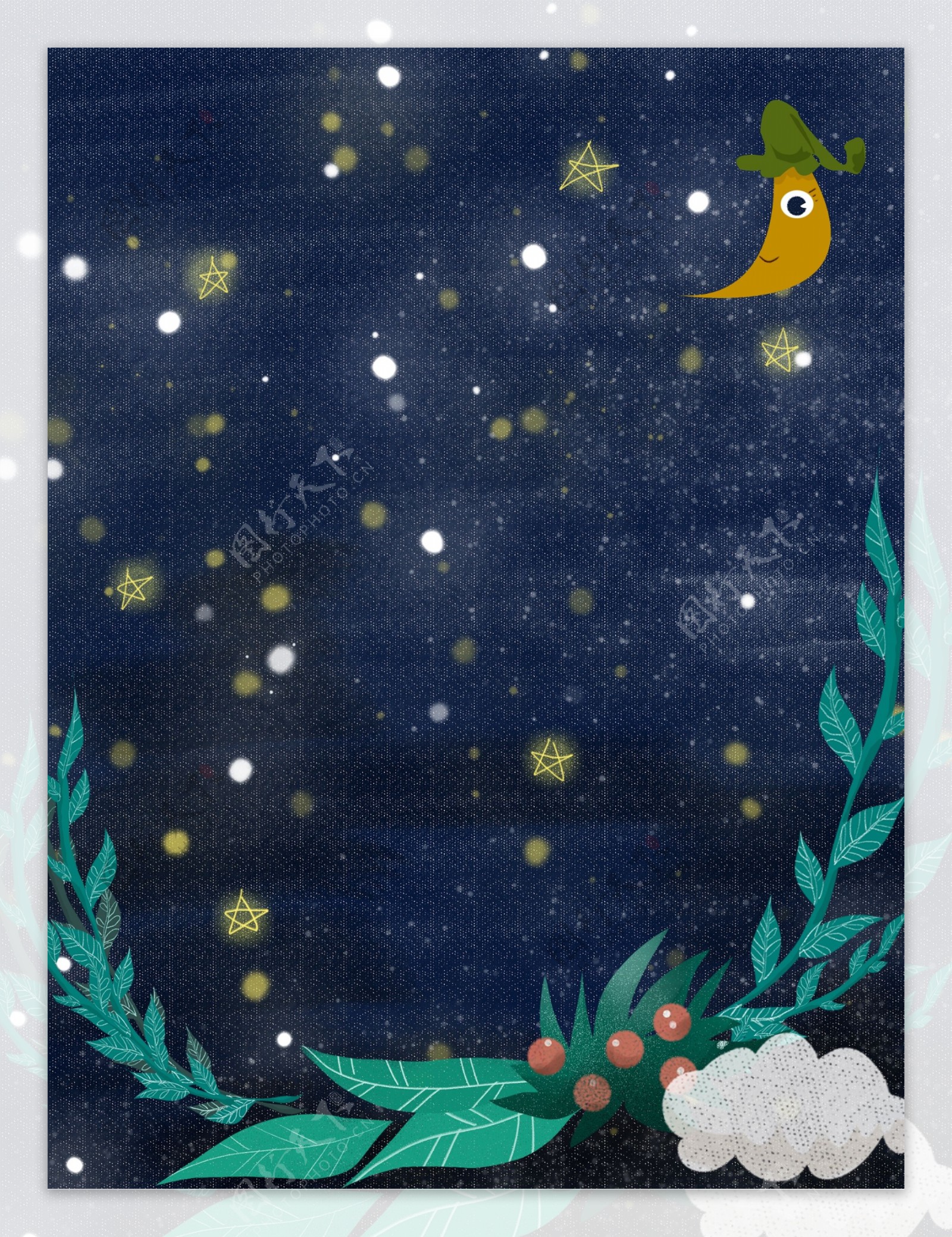 手绘夏季晚安星空背景设计