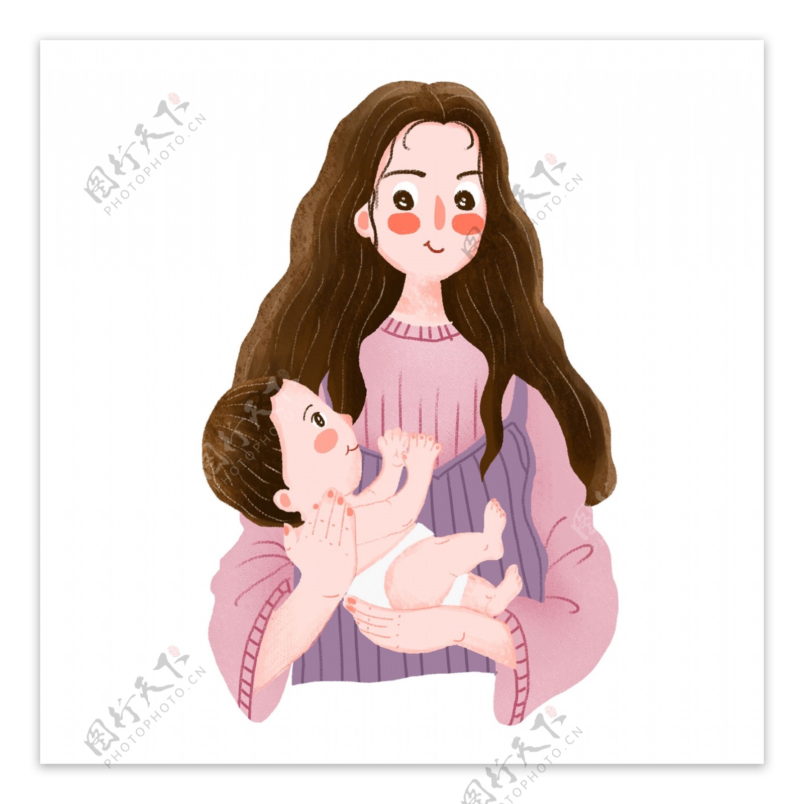 温馨母亲节抱着孩子的母亲插画设计