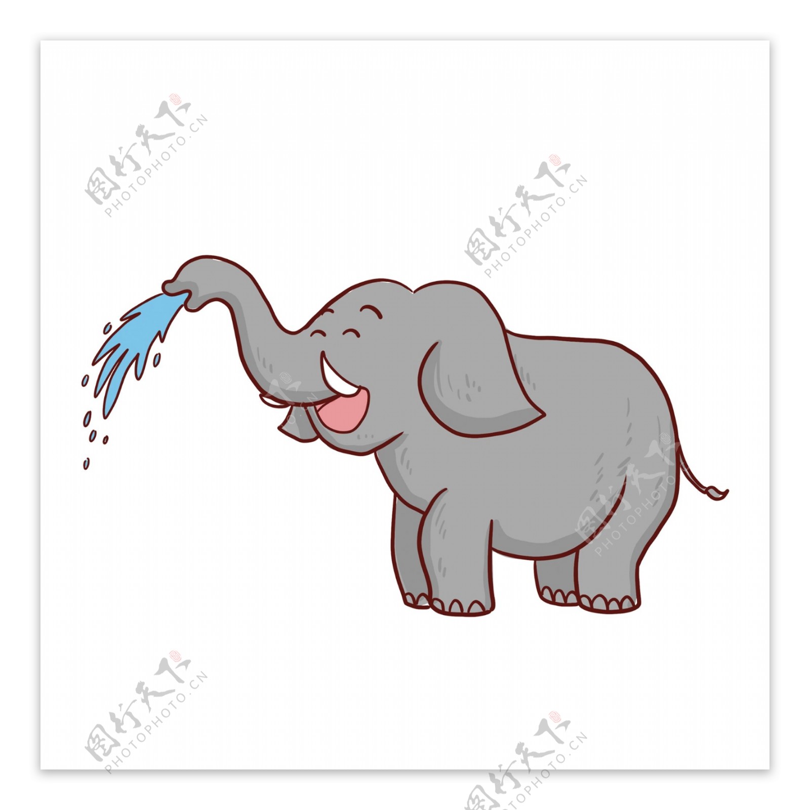可爱洒水大象装饰元素