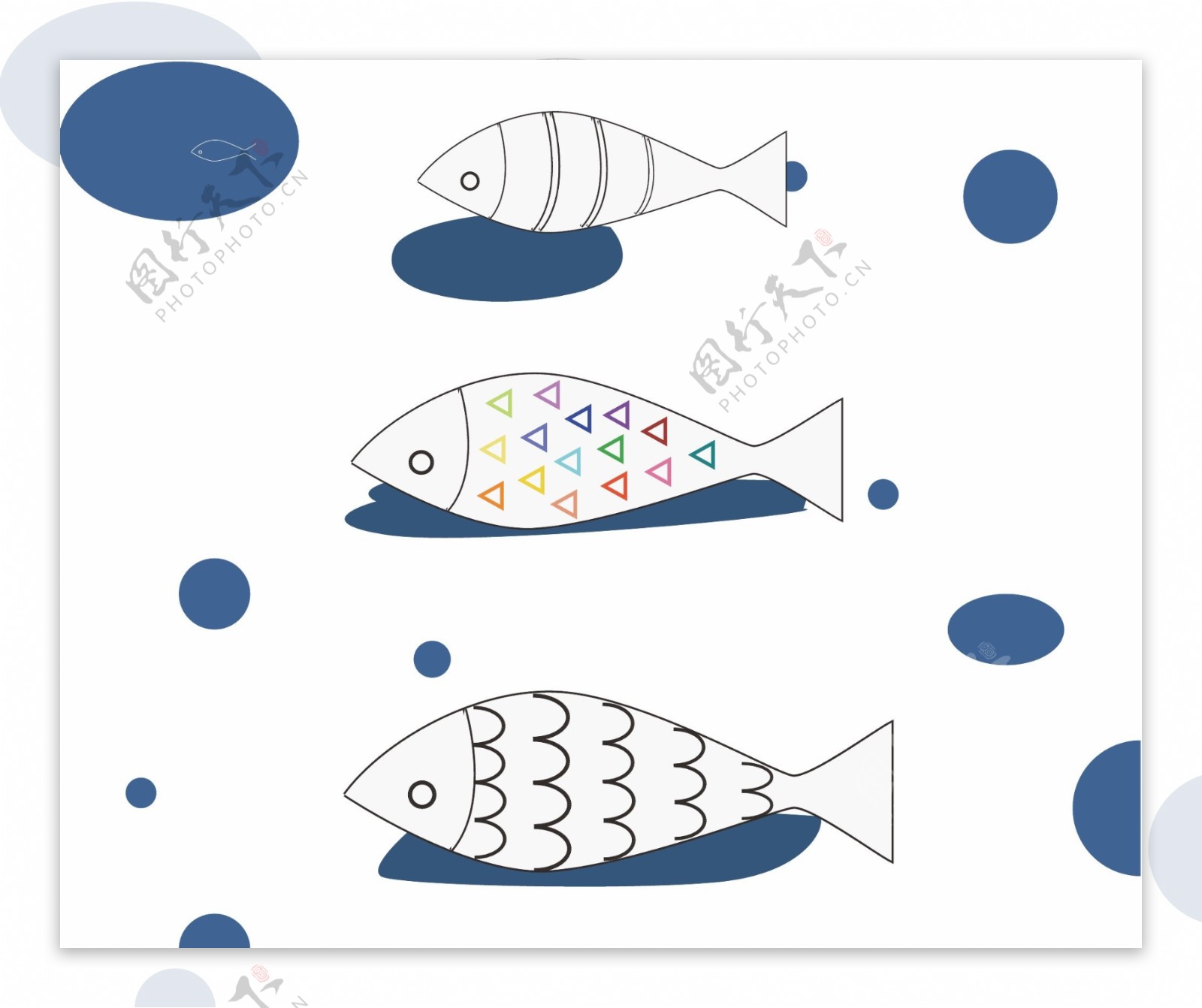 平面元素的多彩鱼