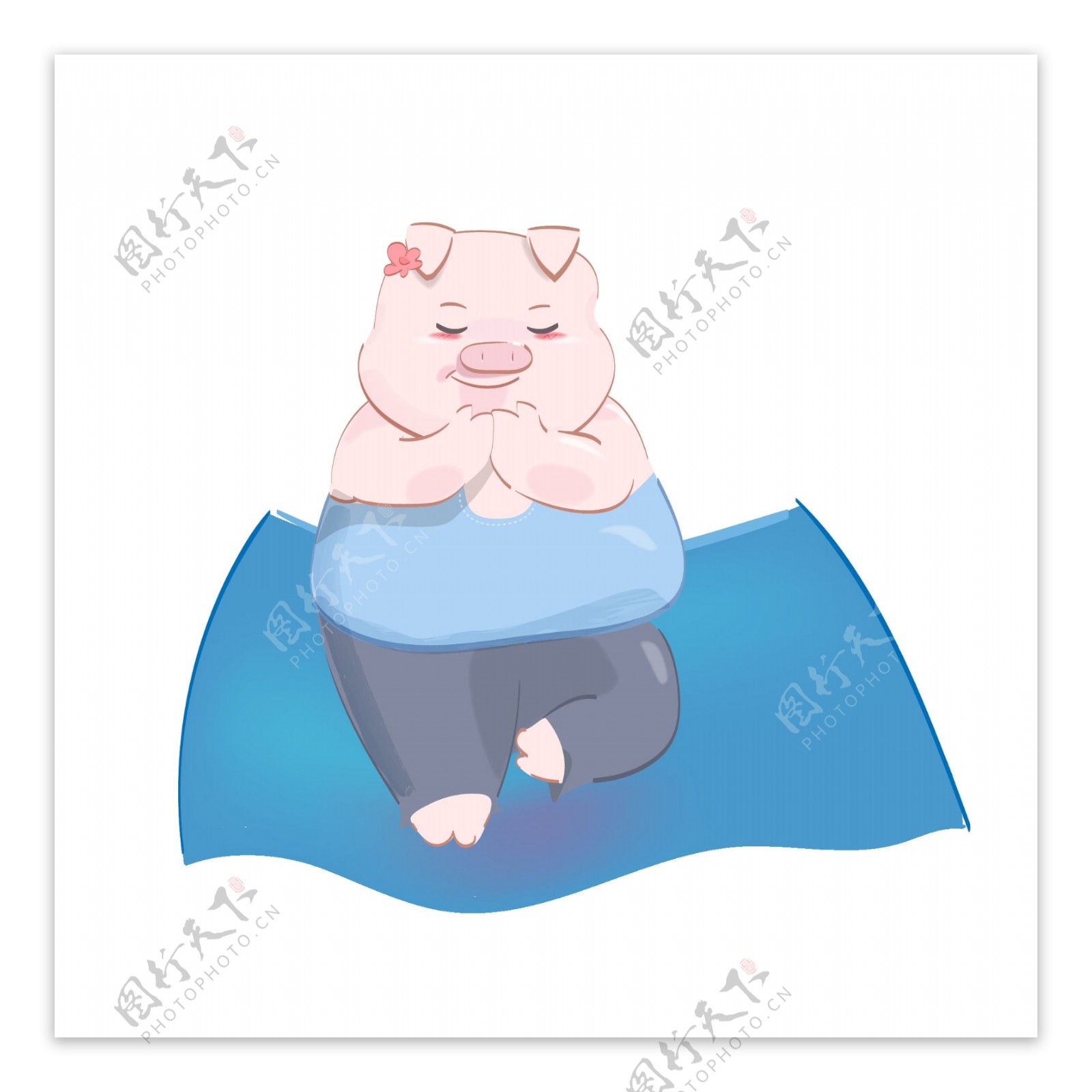 猪肥胖运动卡通矢量手绘动物