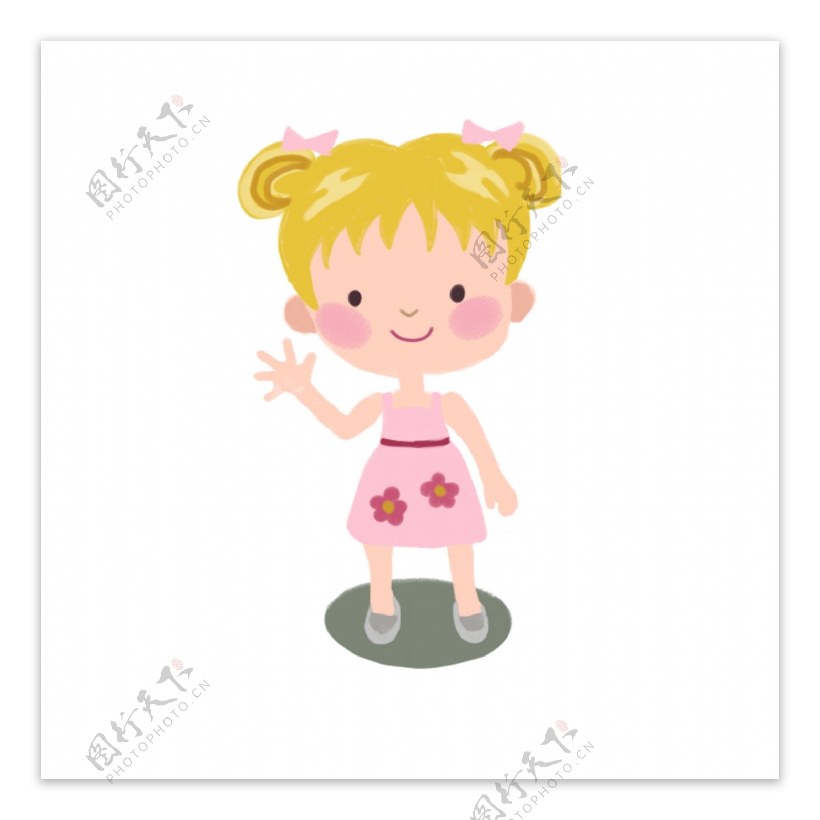 夏季着装卡通儿童女孩粉色吊带裙