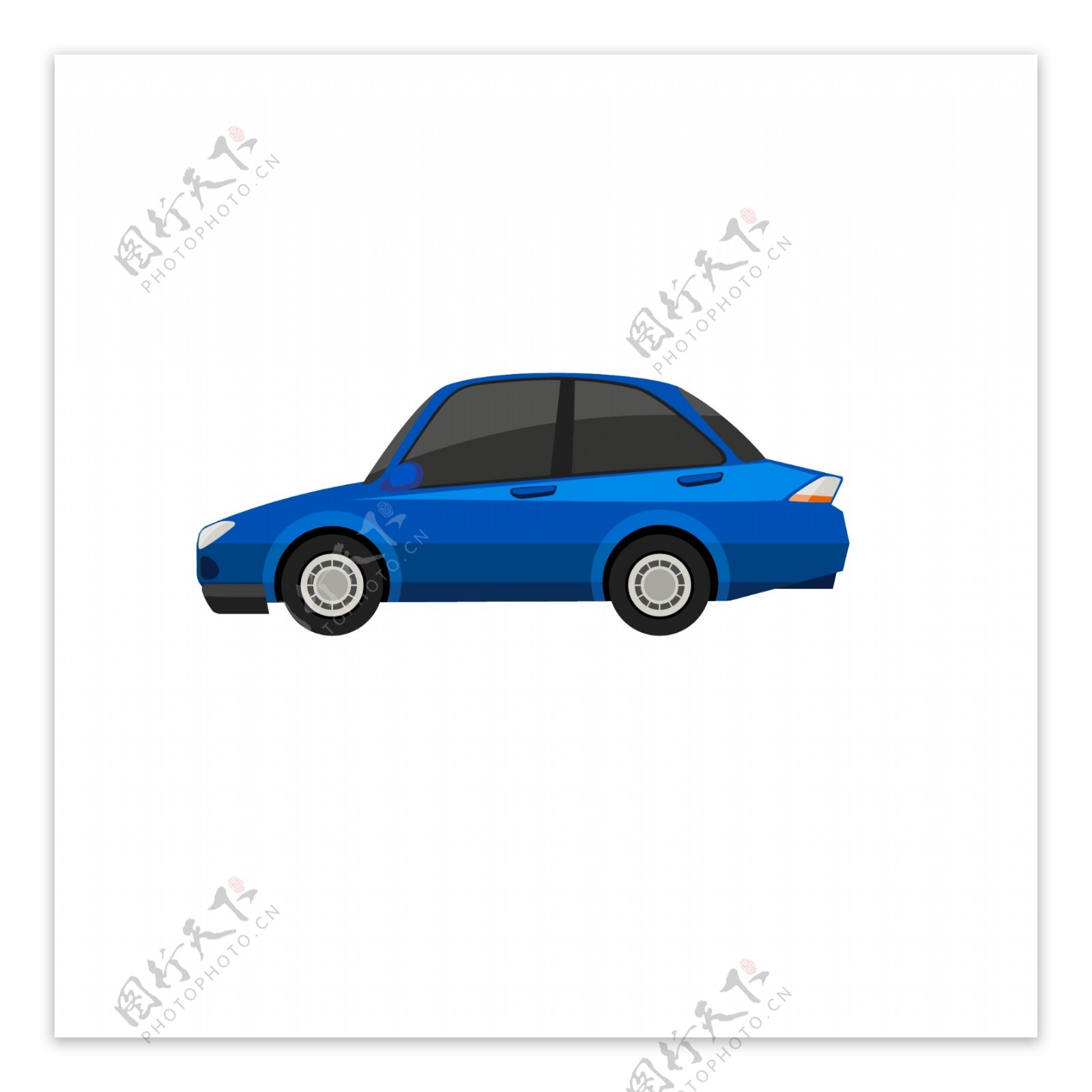 小汽车蓝色矢量元素卡通