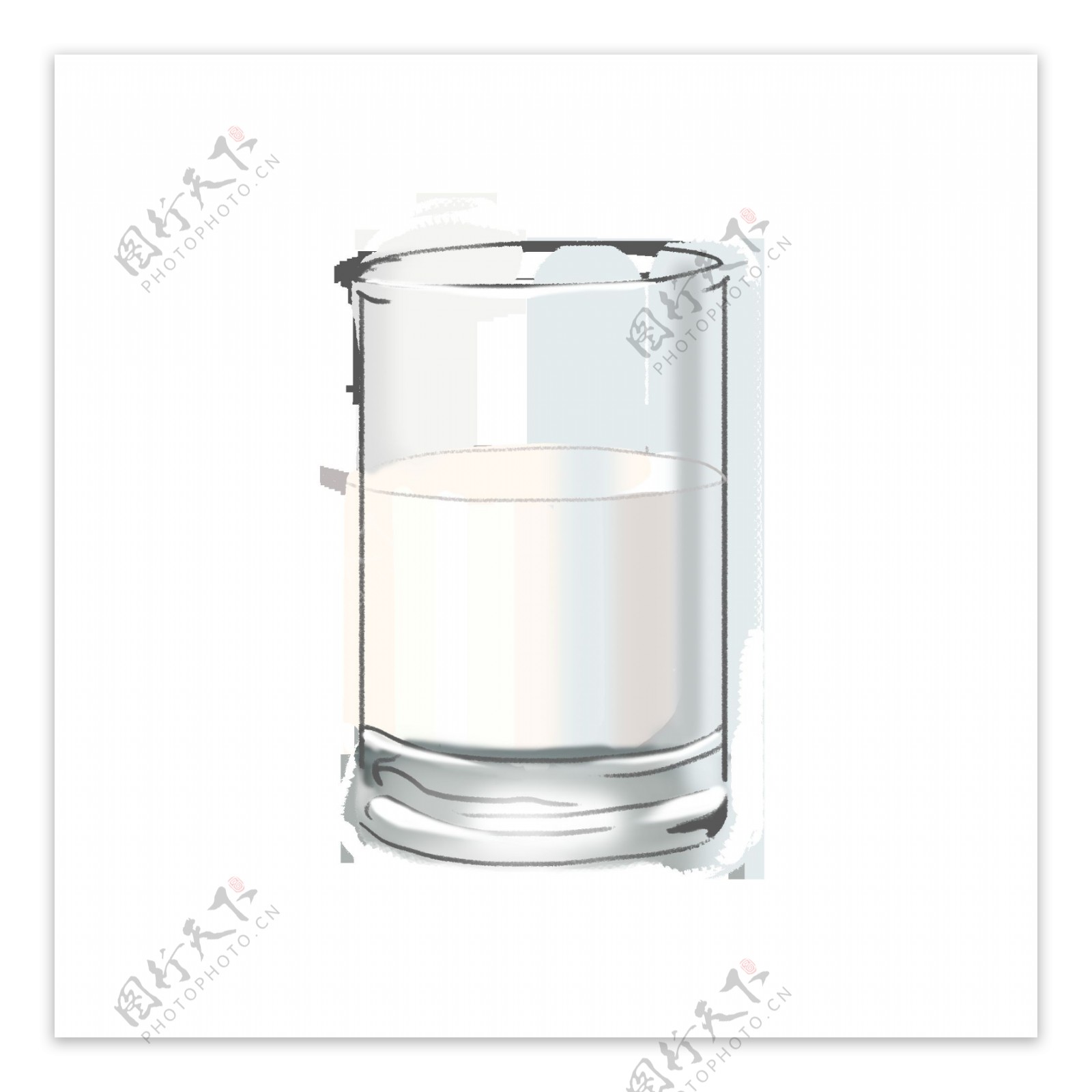 装在杯子里的牛奶白色手绘小清新设计元素