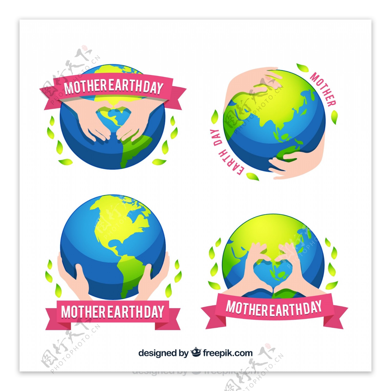 彩绘世界地球日地球标签