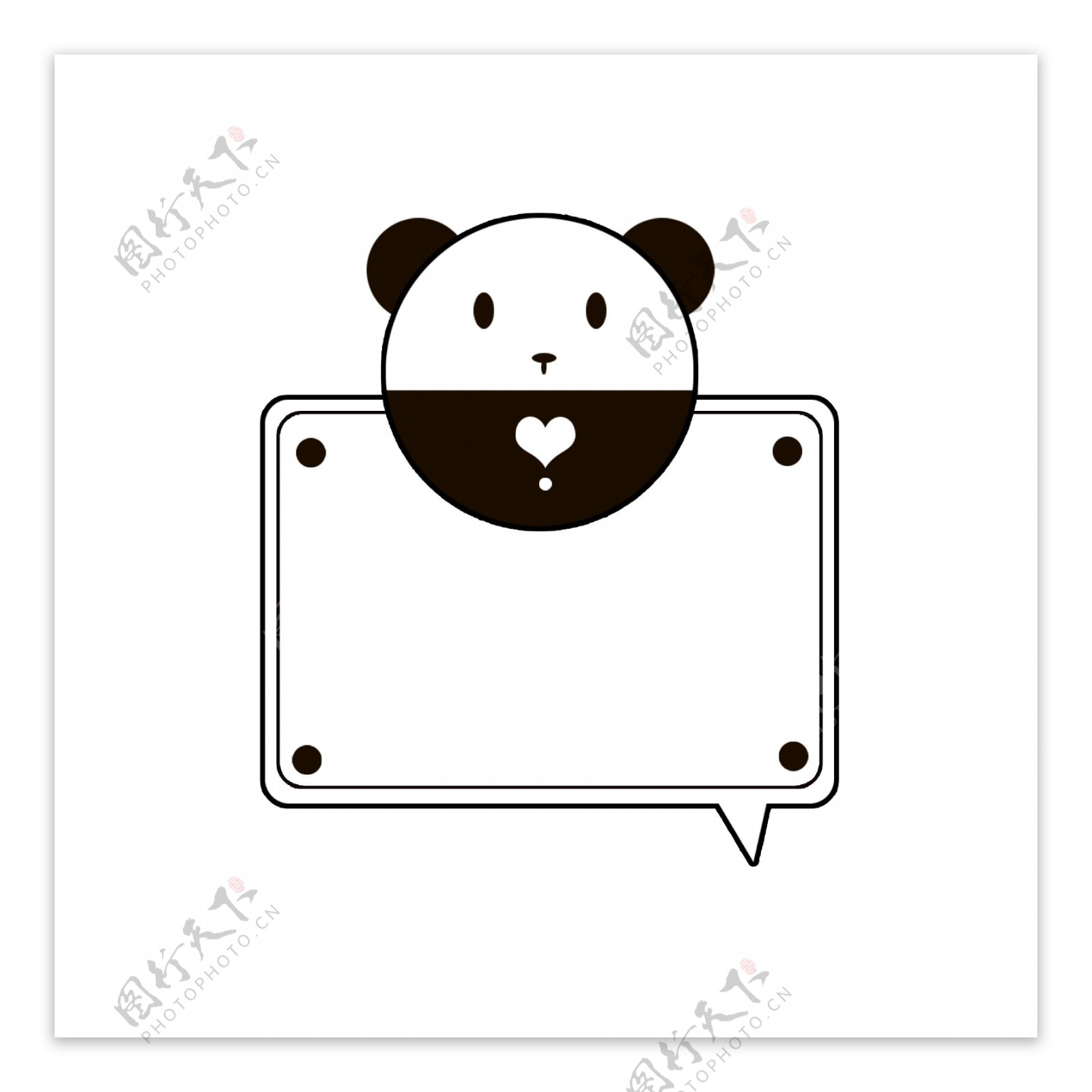 卡通动物熊猫边框对话框元素