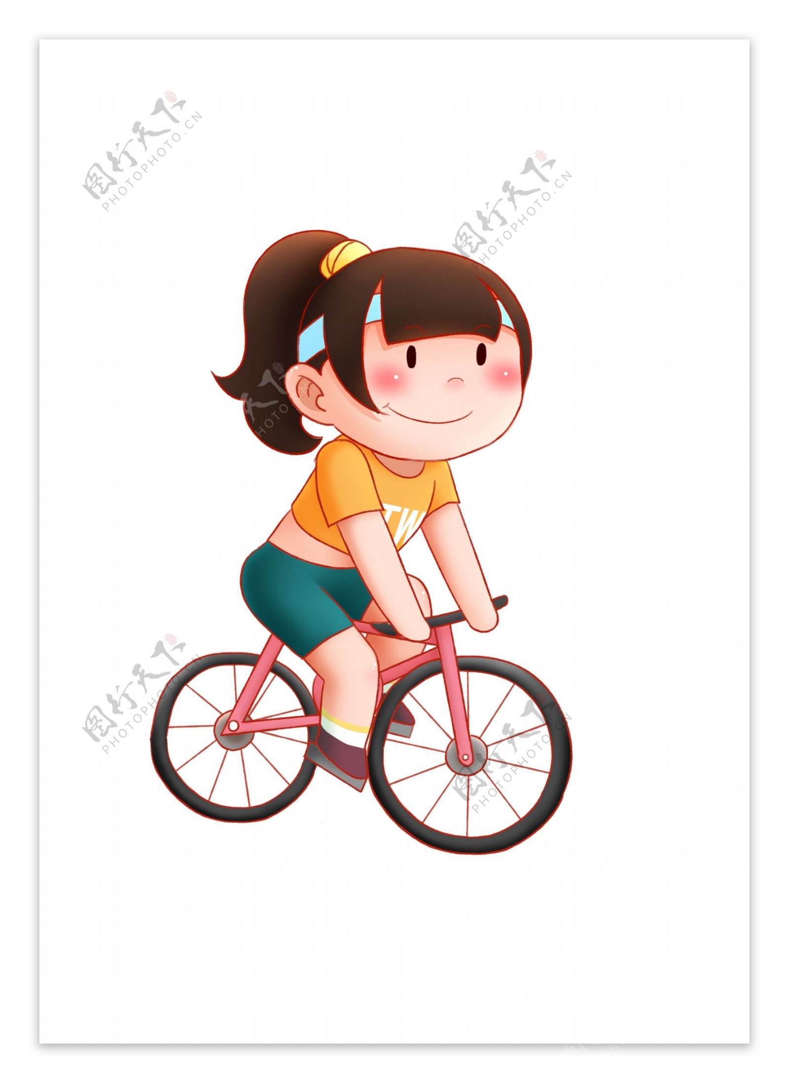 骑自行车健身的小人