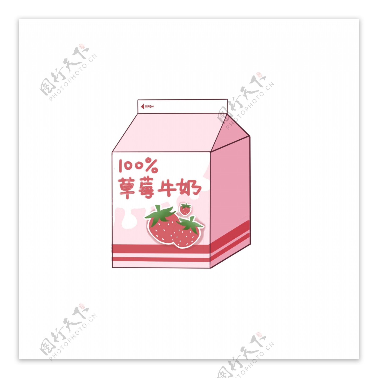 利乐包纸盒装草莓味牛奶