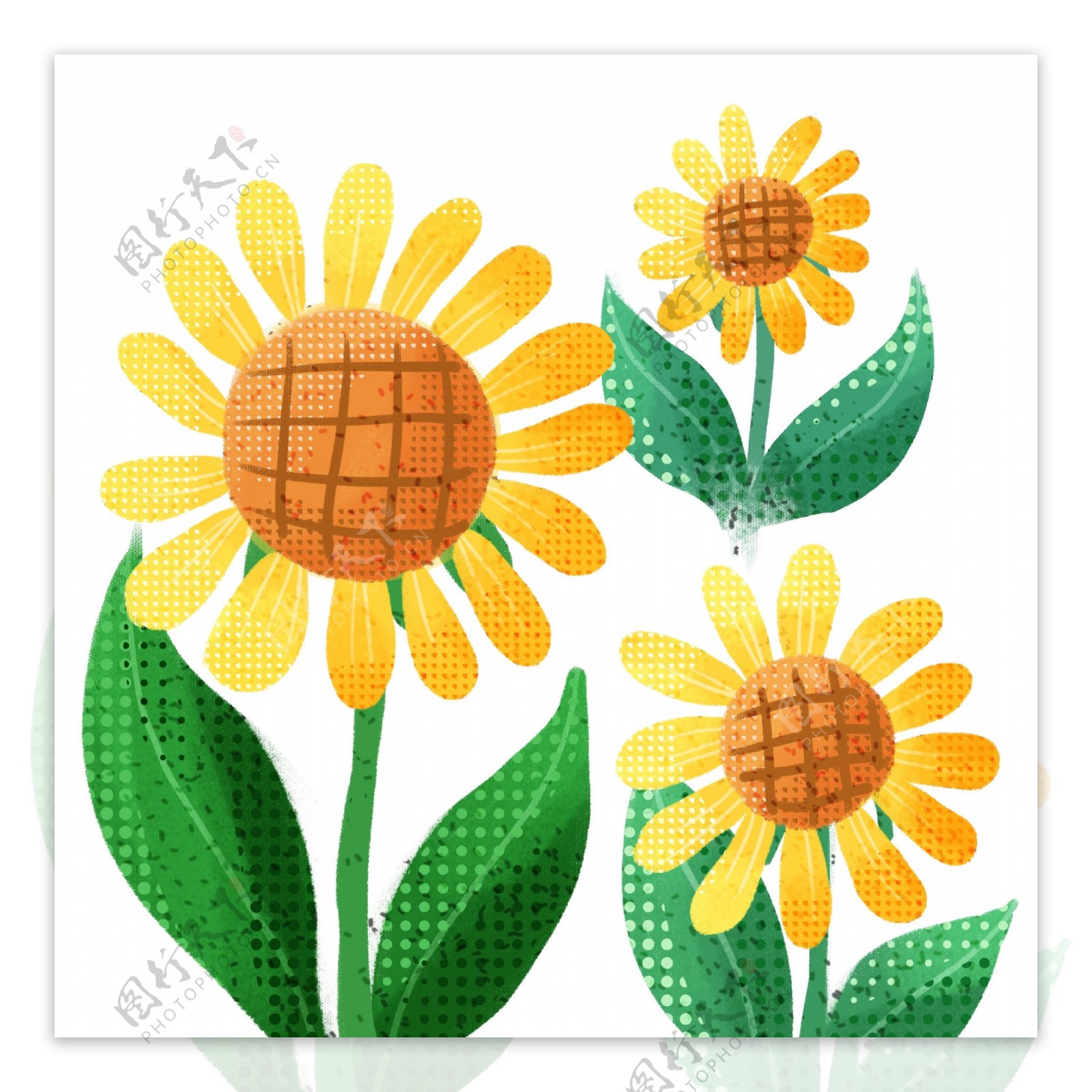 手绘植物向日葵卡通可爱斑点阳光