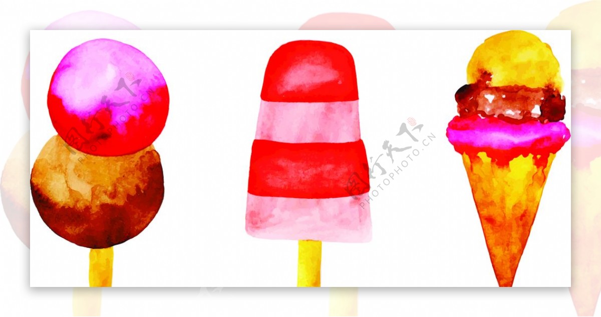 彩色夏季雪糕冰淇淋冰棍