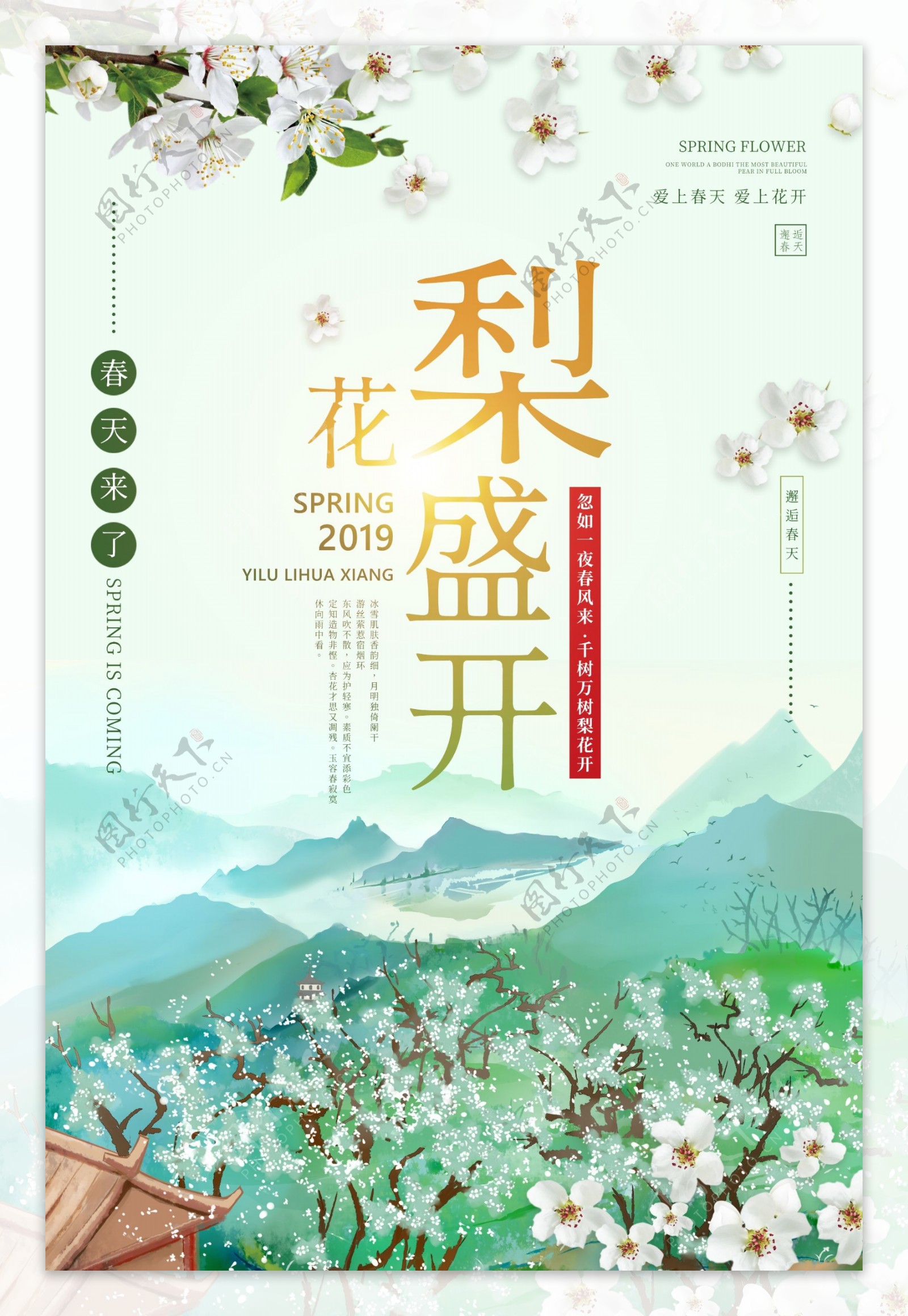 春季赏花梨花节海报