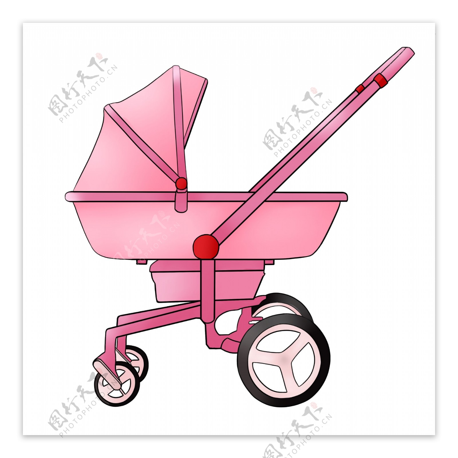 粉色卡通婴儿车
