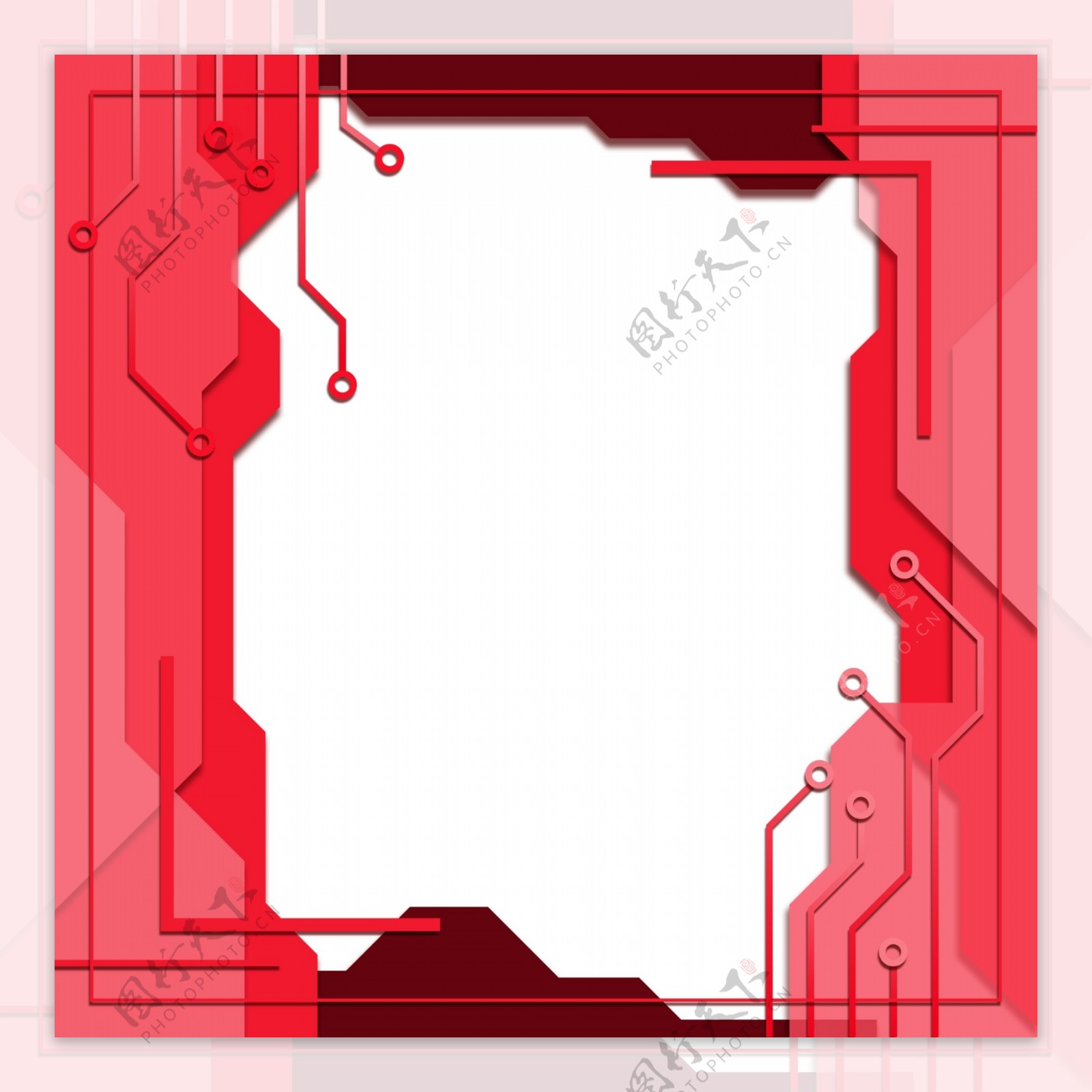 彩色科技边框红色装饰图