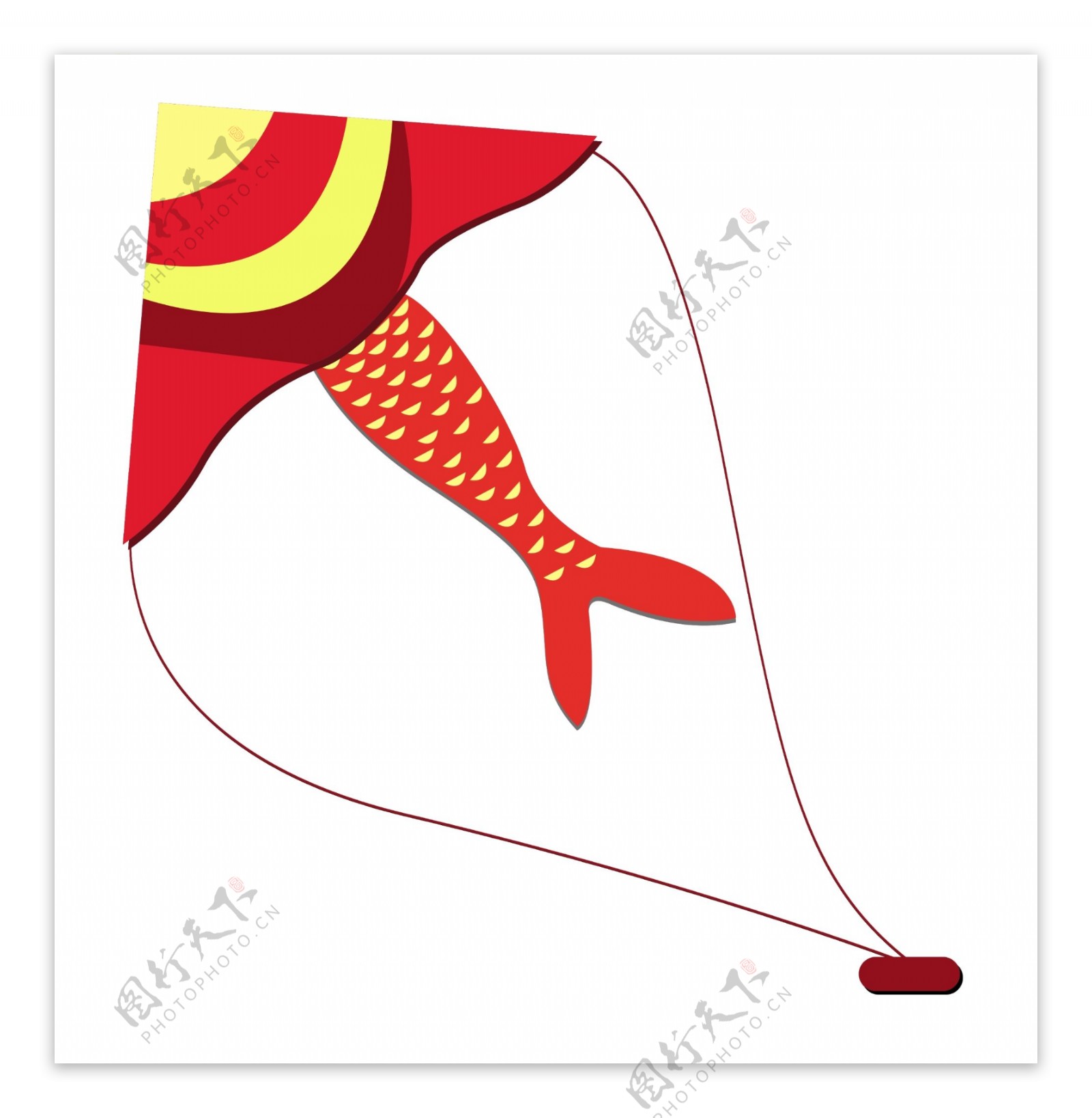 红色小鱼风筝图案