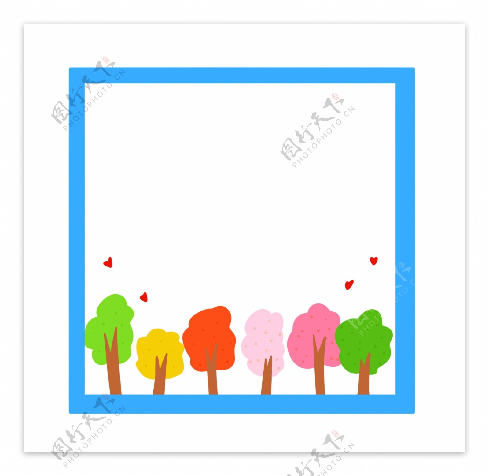 彩色树木装饰边框