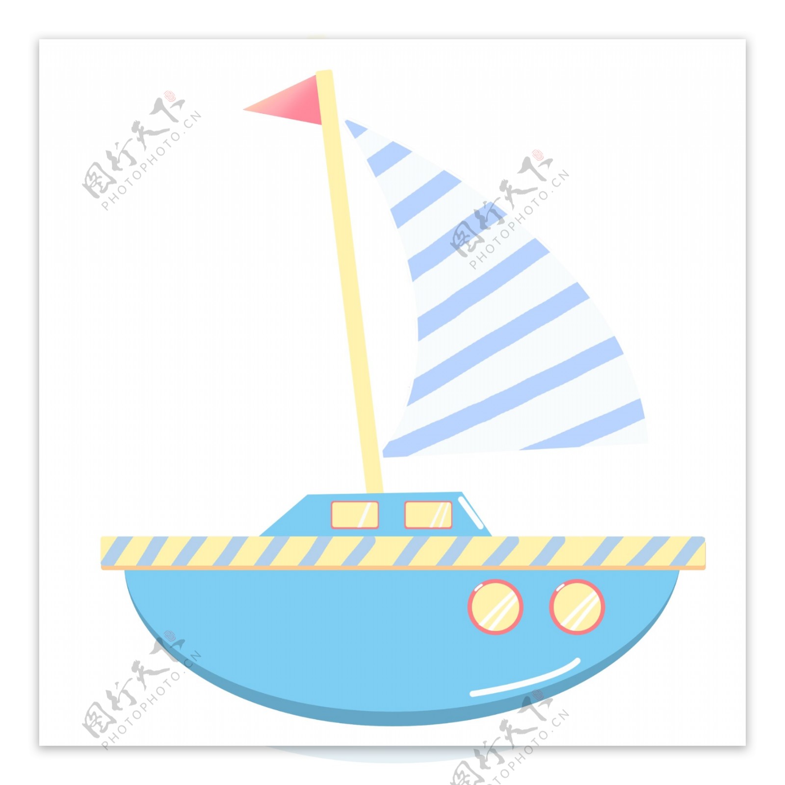 蓝色轮船帆船