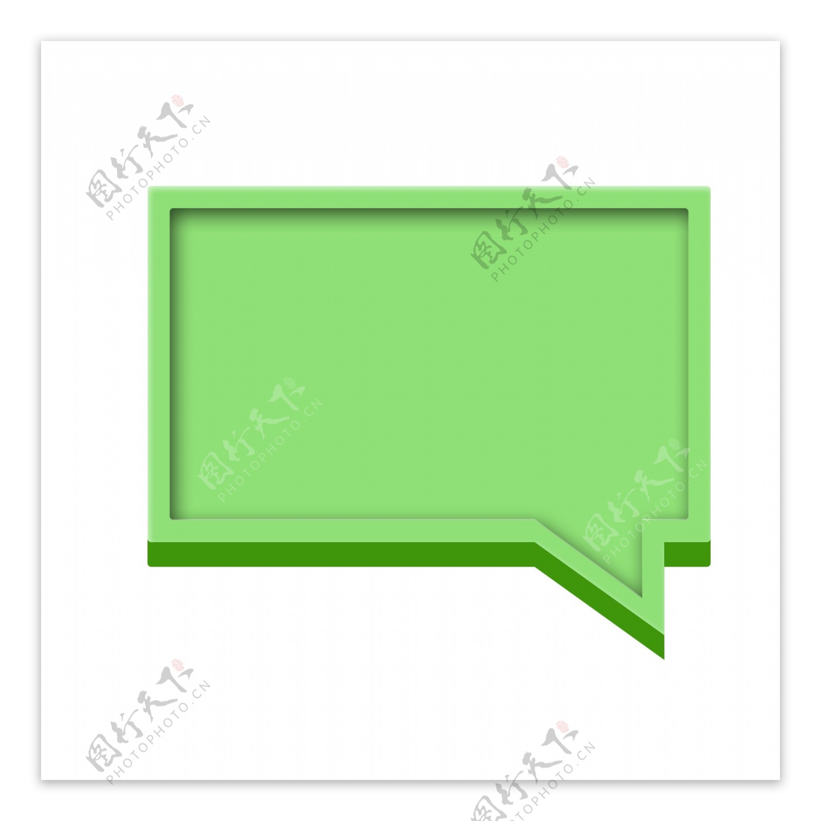 绿色方形立体卡通气泡素材下载
