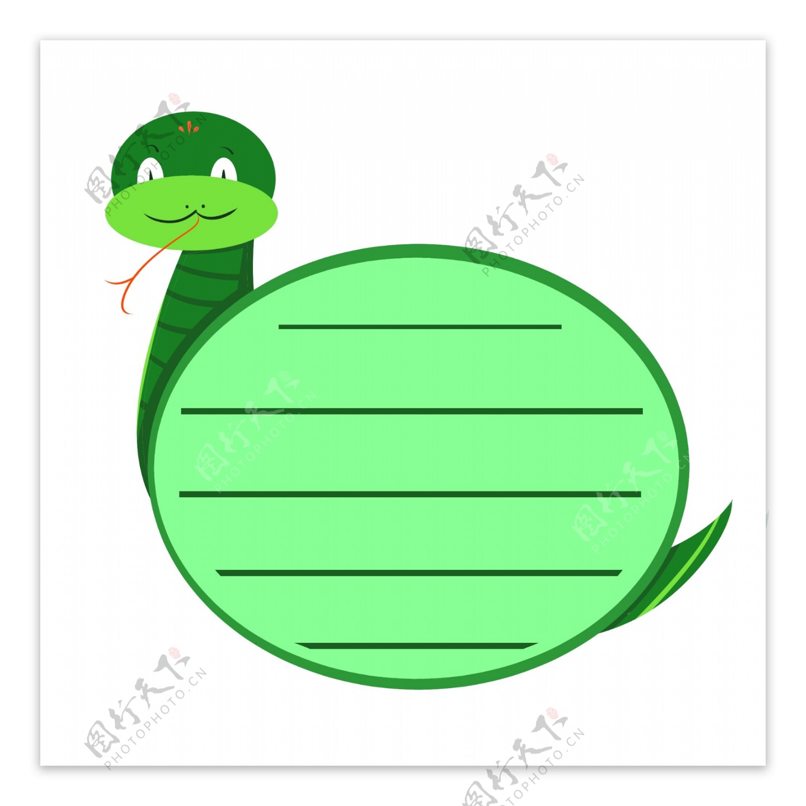 绿色的小蛇便签插画