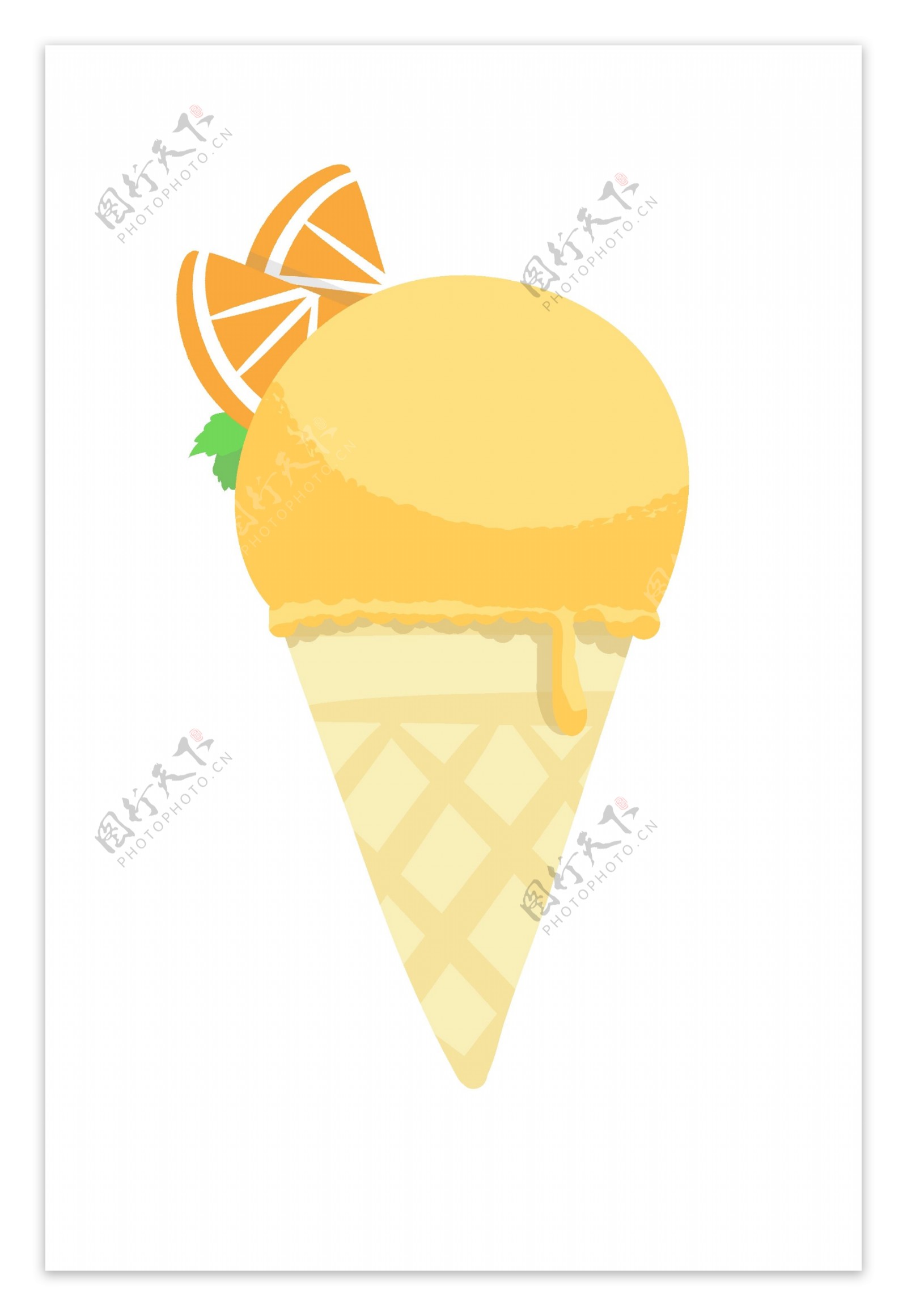 夏季橙色冰激凌PNG