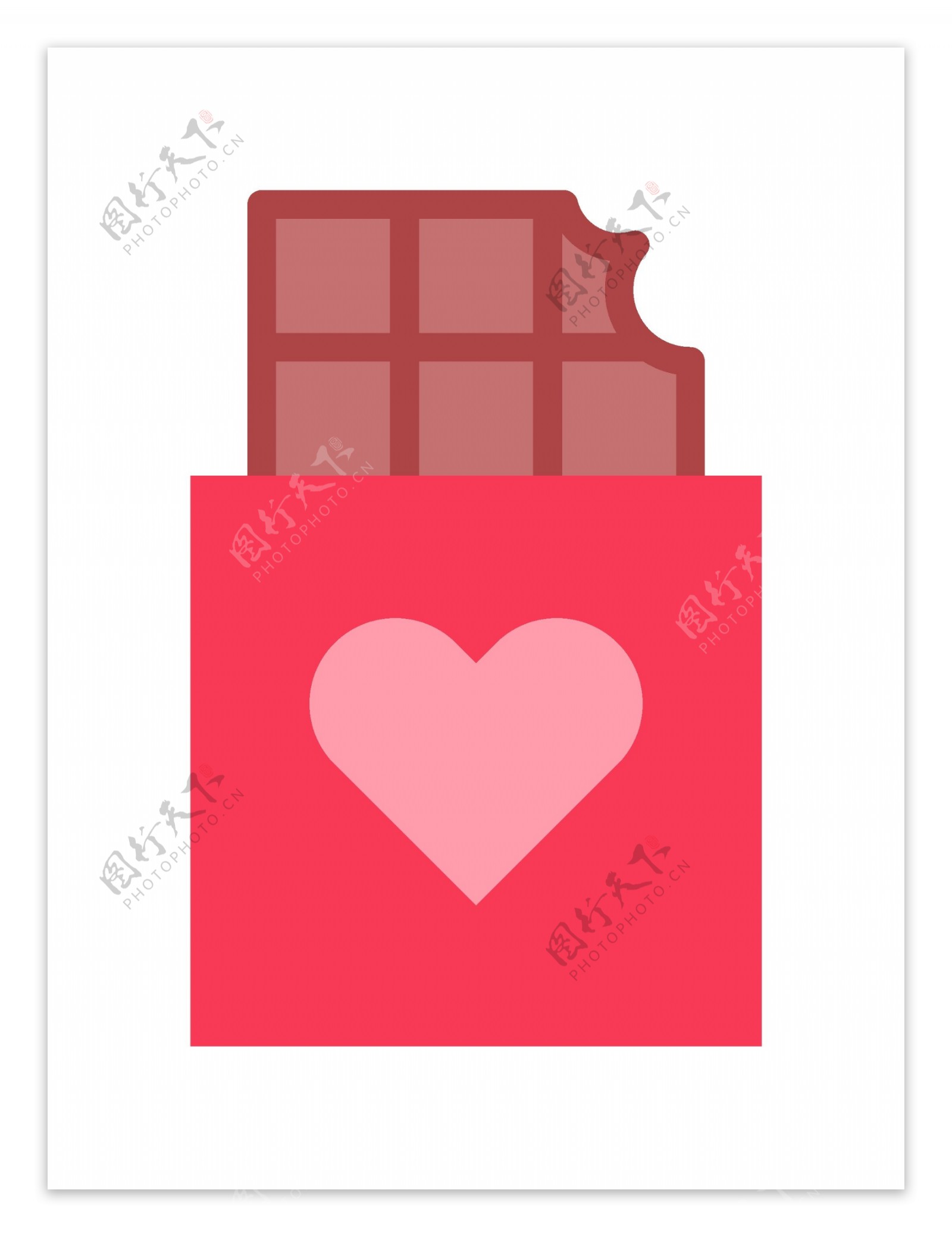 粉色扁平情人节巧克力图标