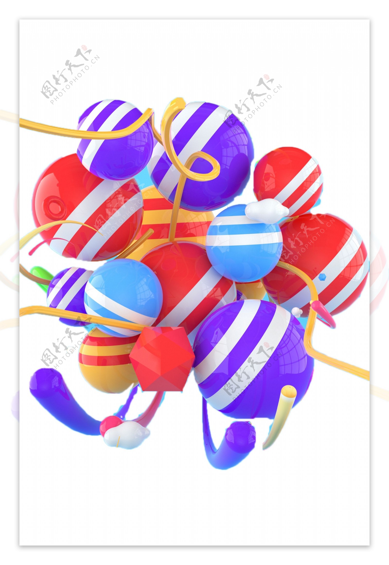 各种颜色鲜艳的氢气球