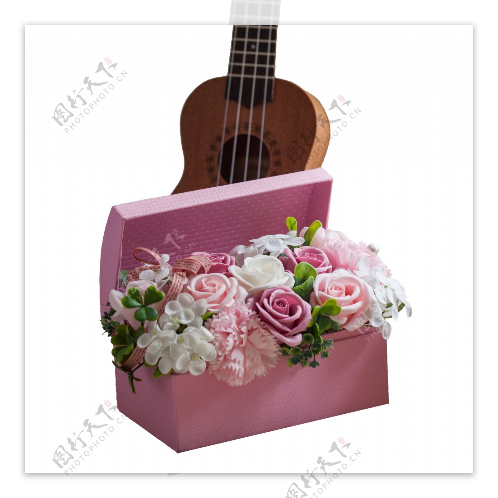 节日礼物粉色花盒