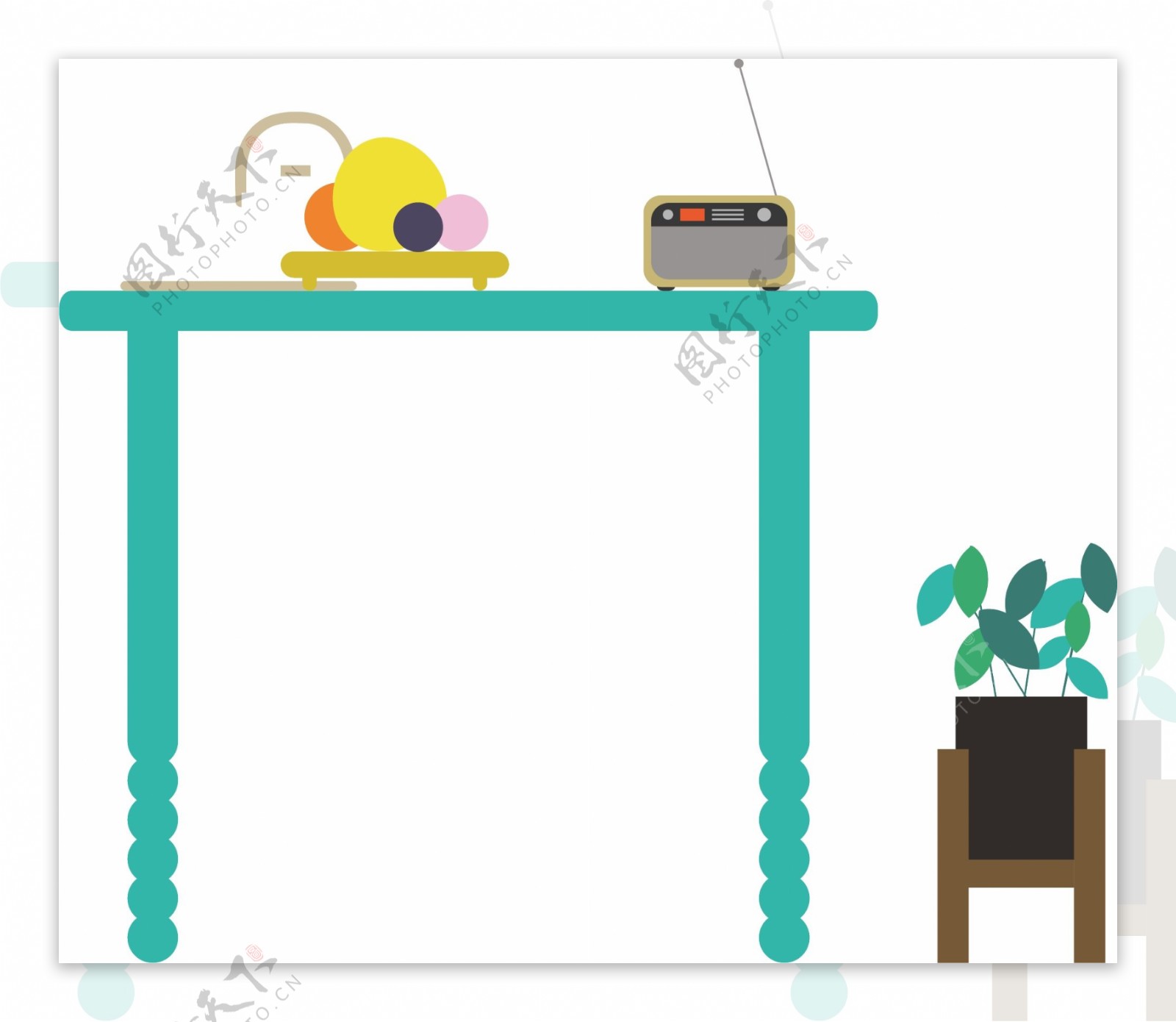 绿色的桌子家具插画