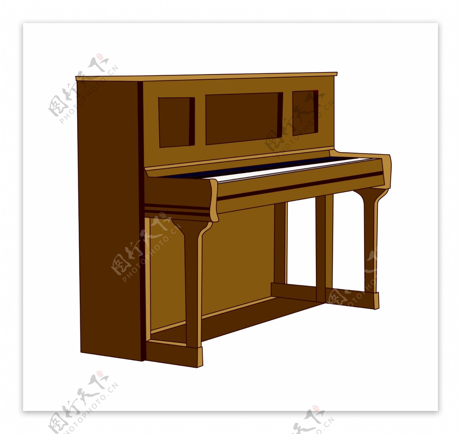 木质钢琴卡通插画