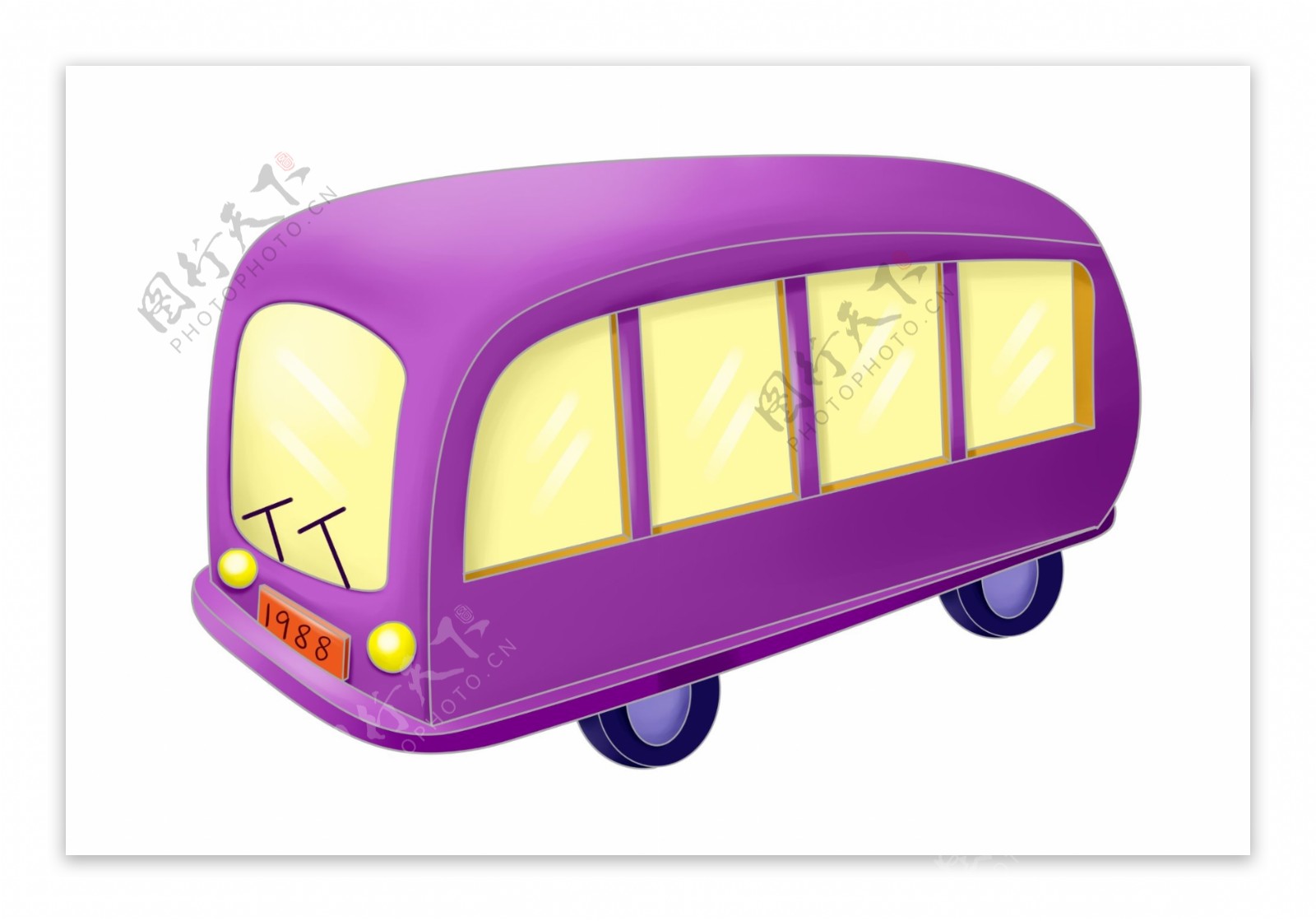 紫色的面包汽车插画