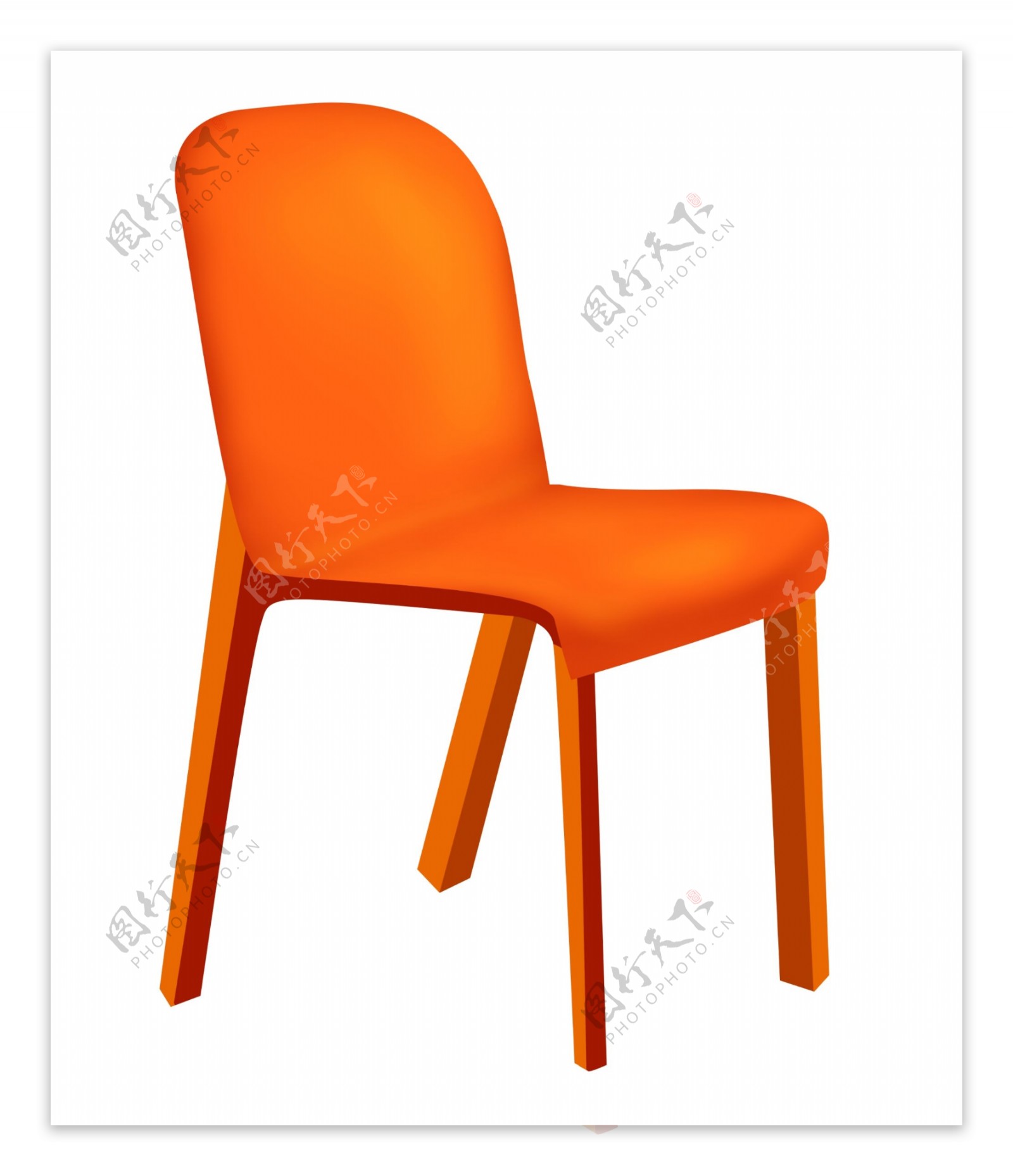 橙色的实木椅子插画