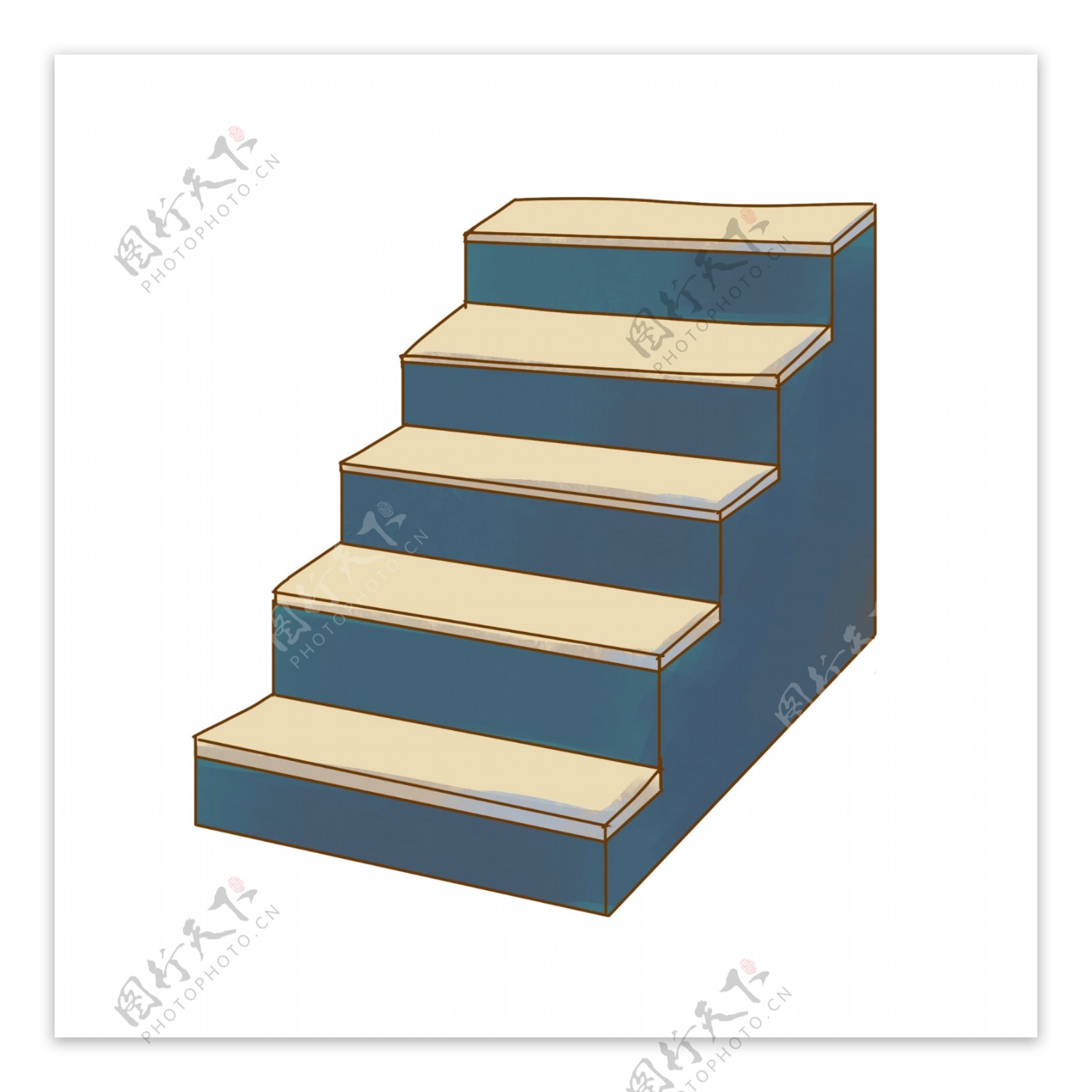 蓝黄色立体楼梯插图