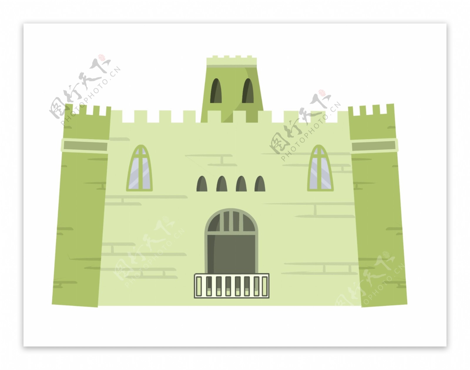 卡通绿色城堡建筑