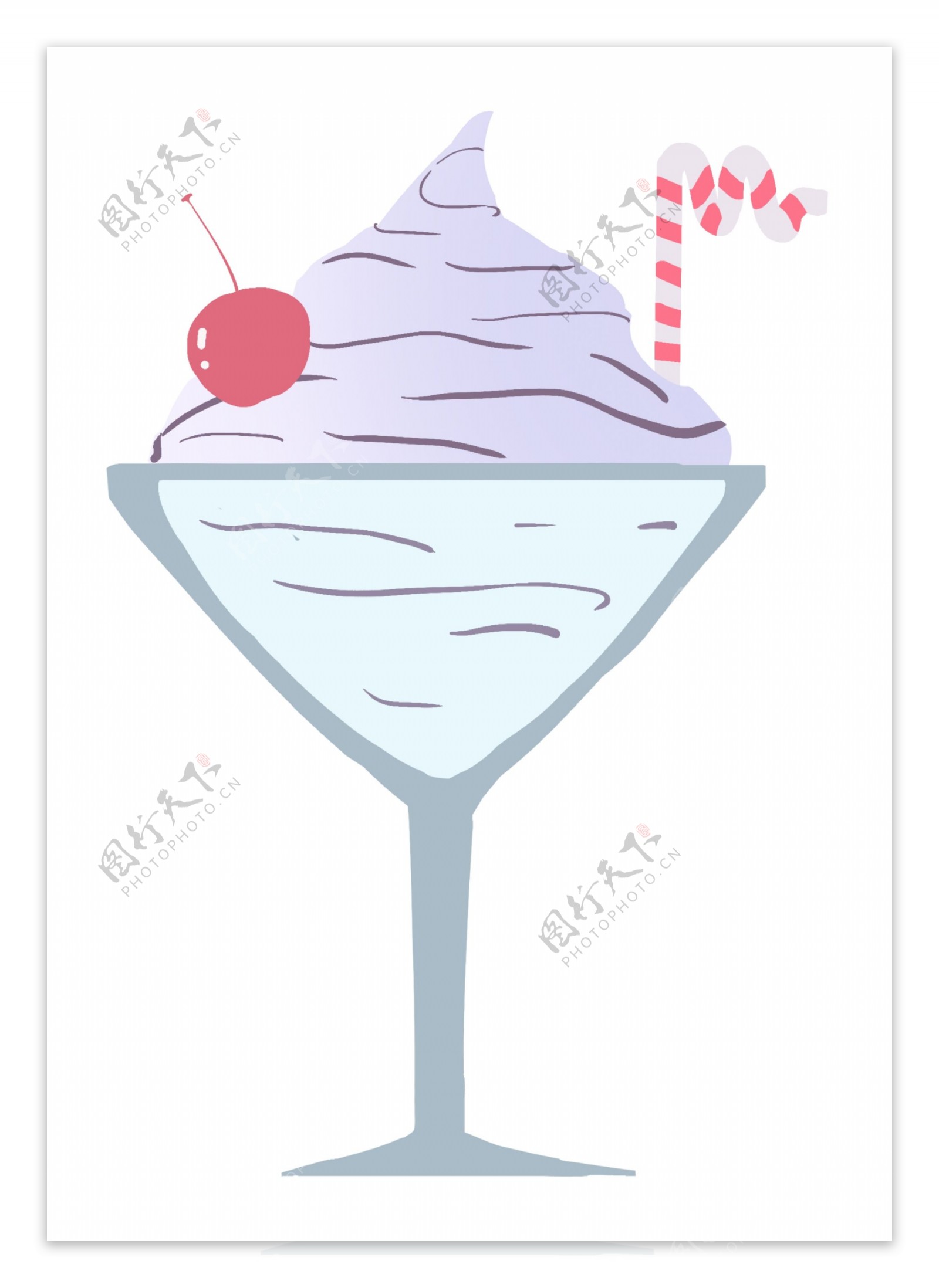 白色高脚杯冰淇淋插图