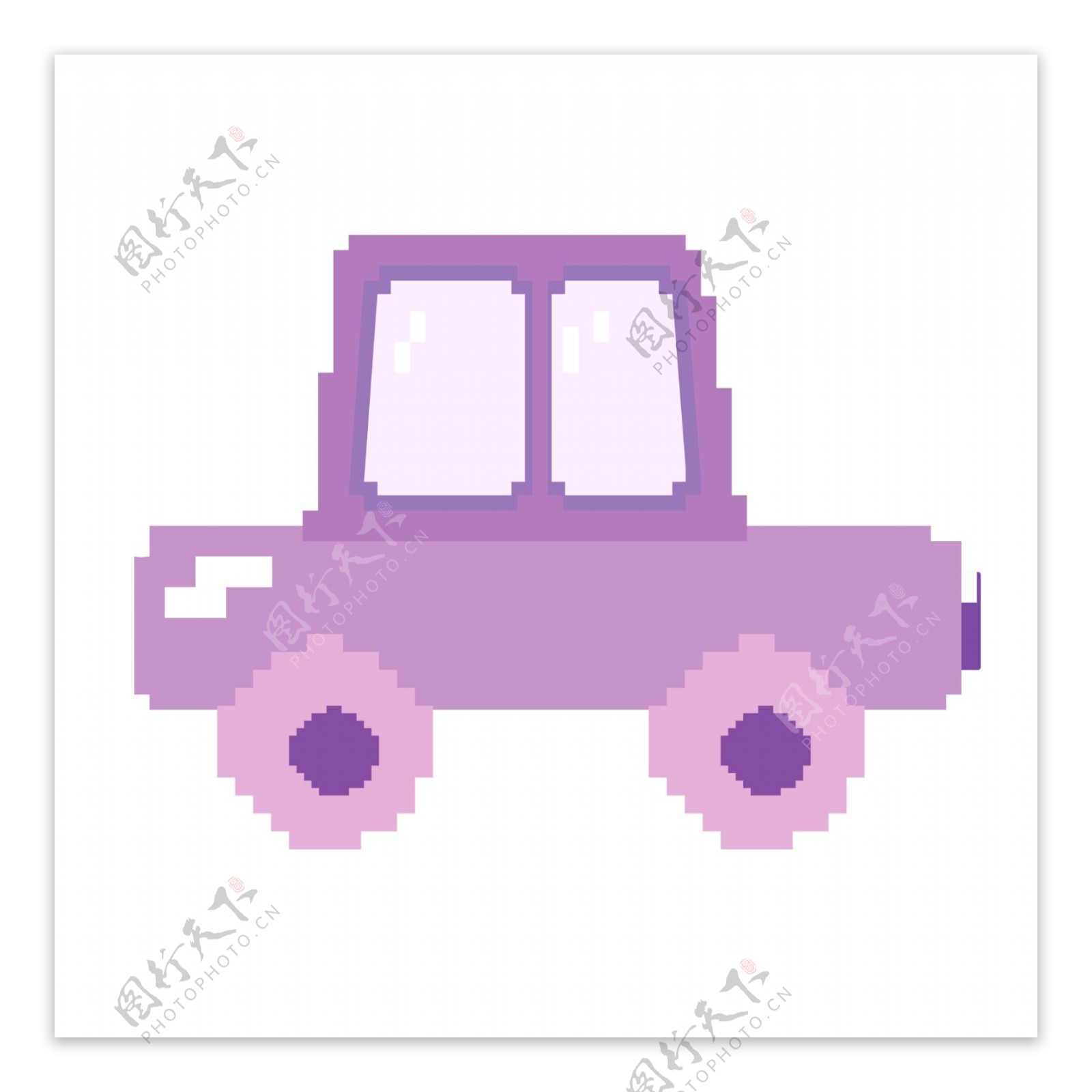 紫色卡通汽车像素画