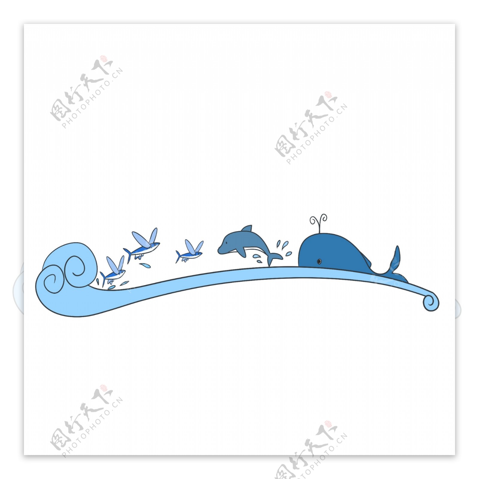 蓝色的海浪装饰插画