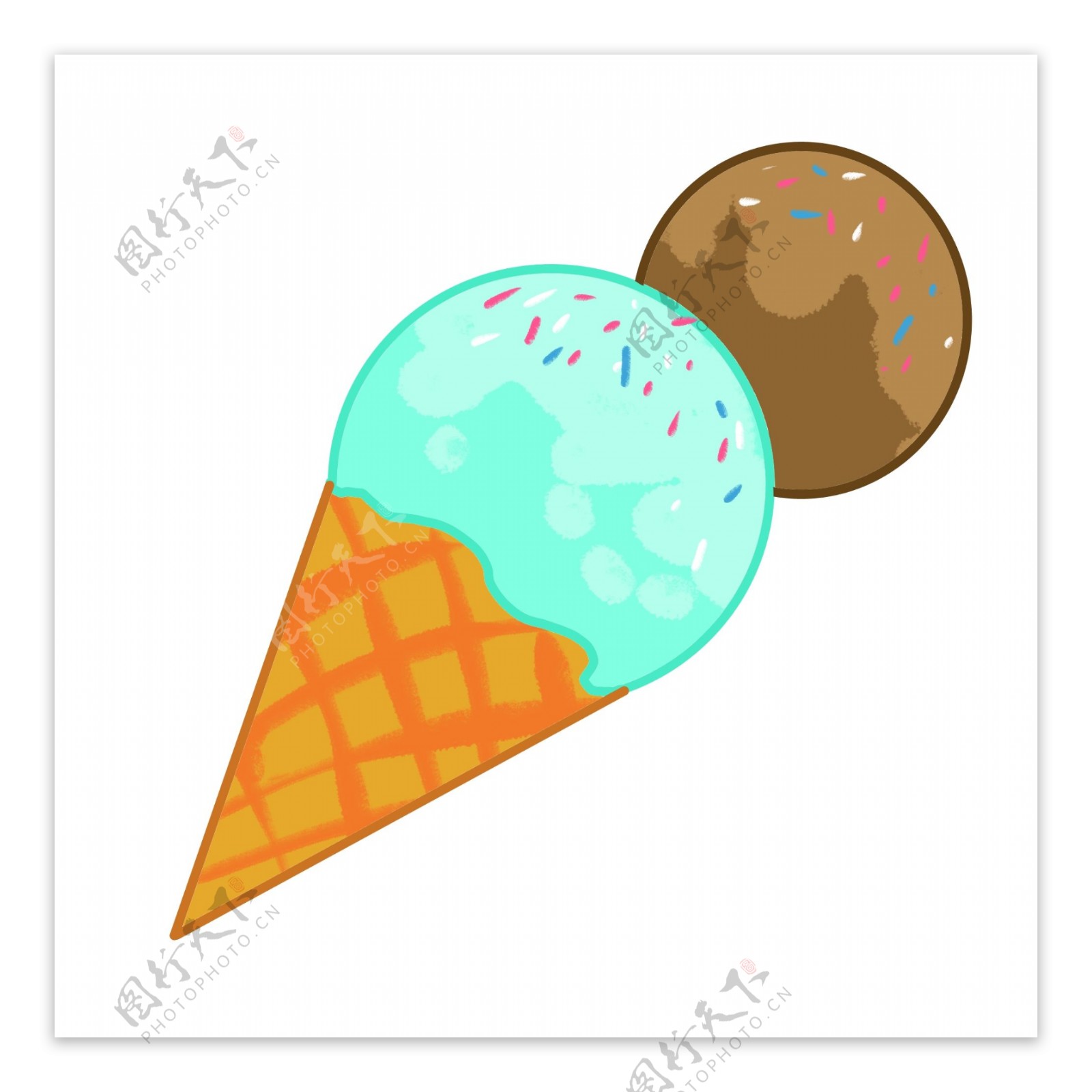 蓝色的冰淇淋插画